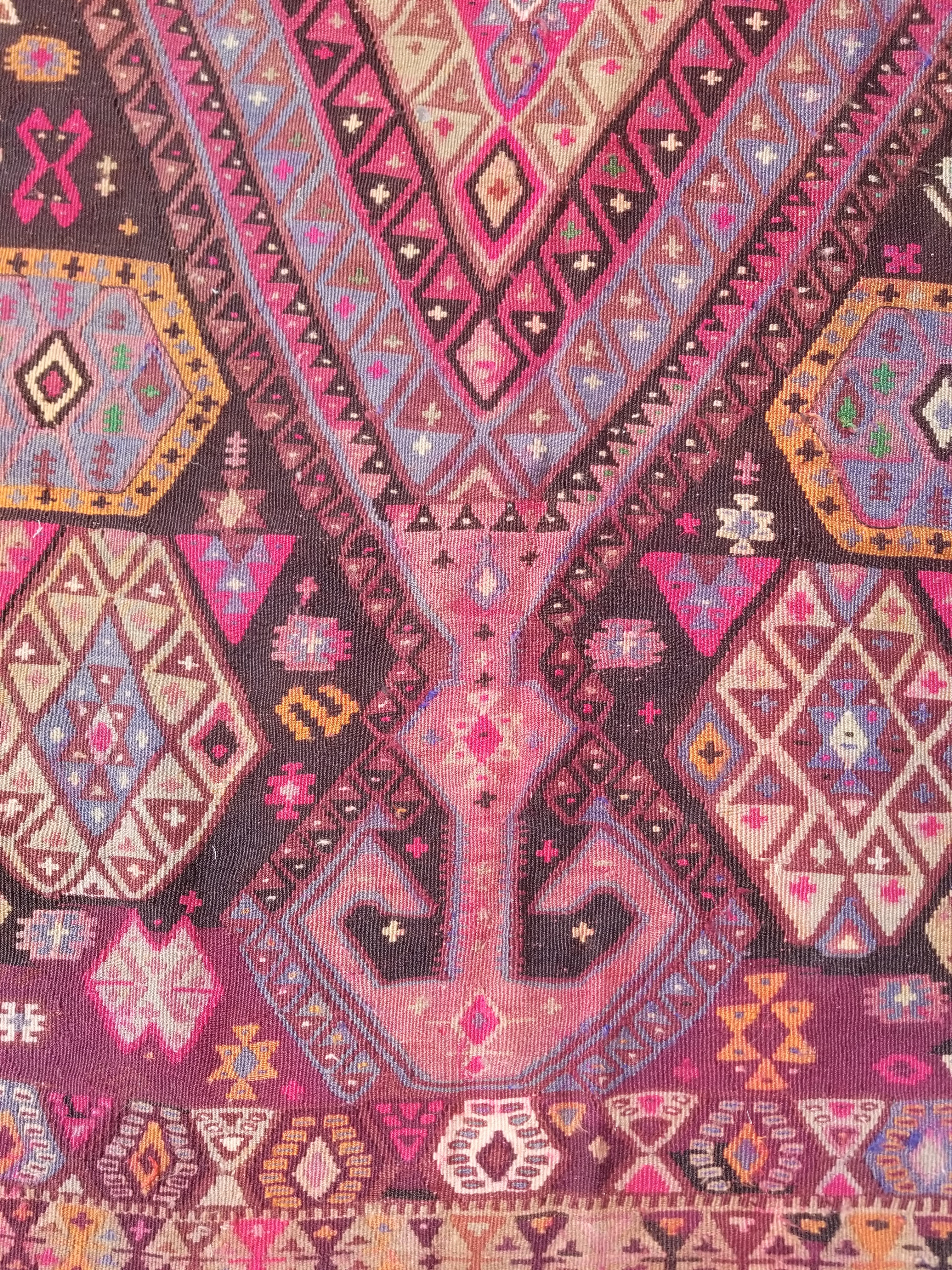 Antique Traditional Handwoven Anatolian Style Wool Kilim Rug 268x156cm