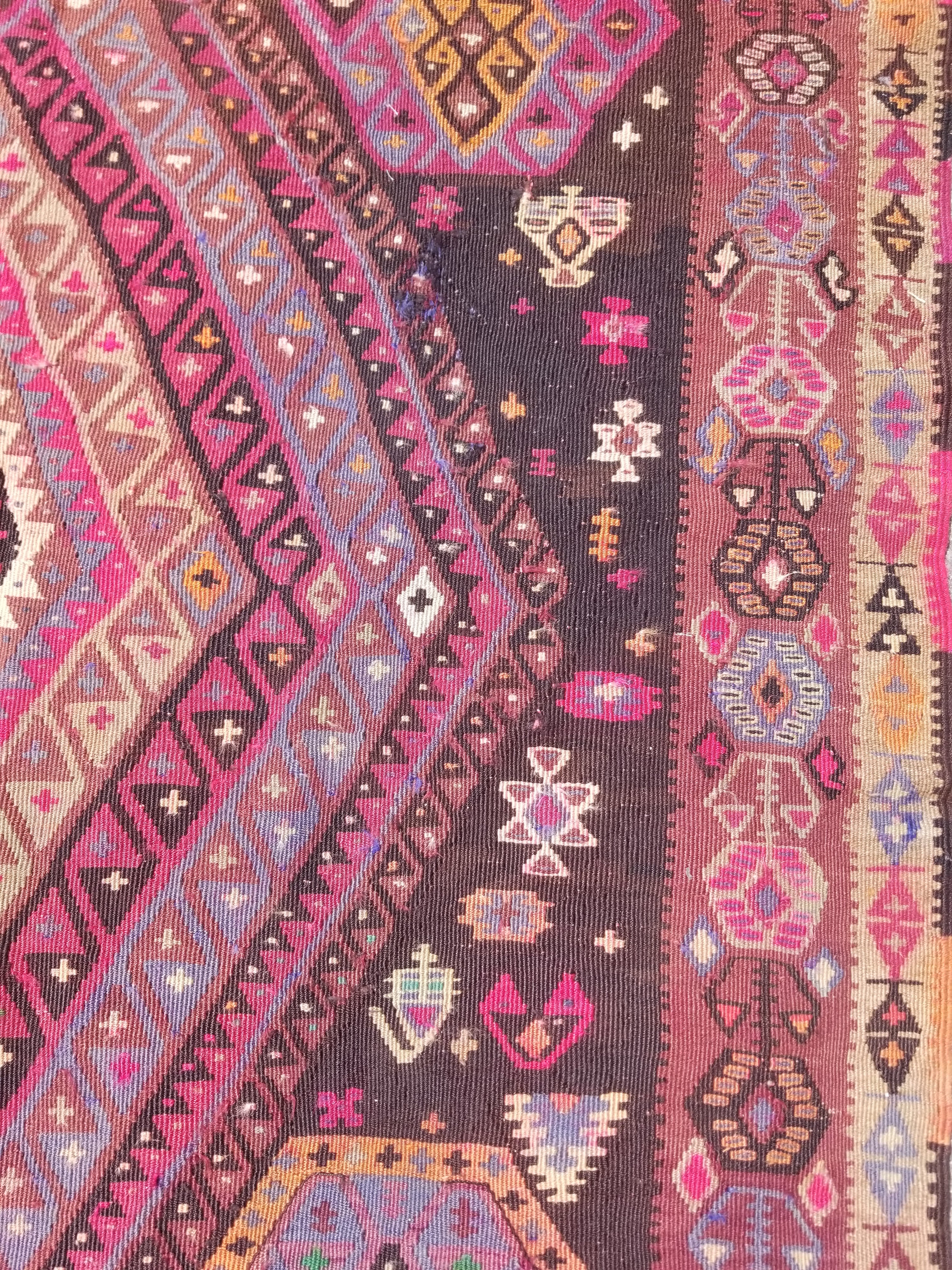 Antique Traditional Handwoven Anatolian Style Wool Kilim Rug 268x156cm