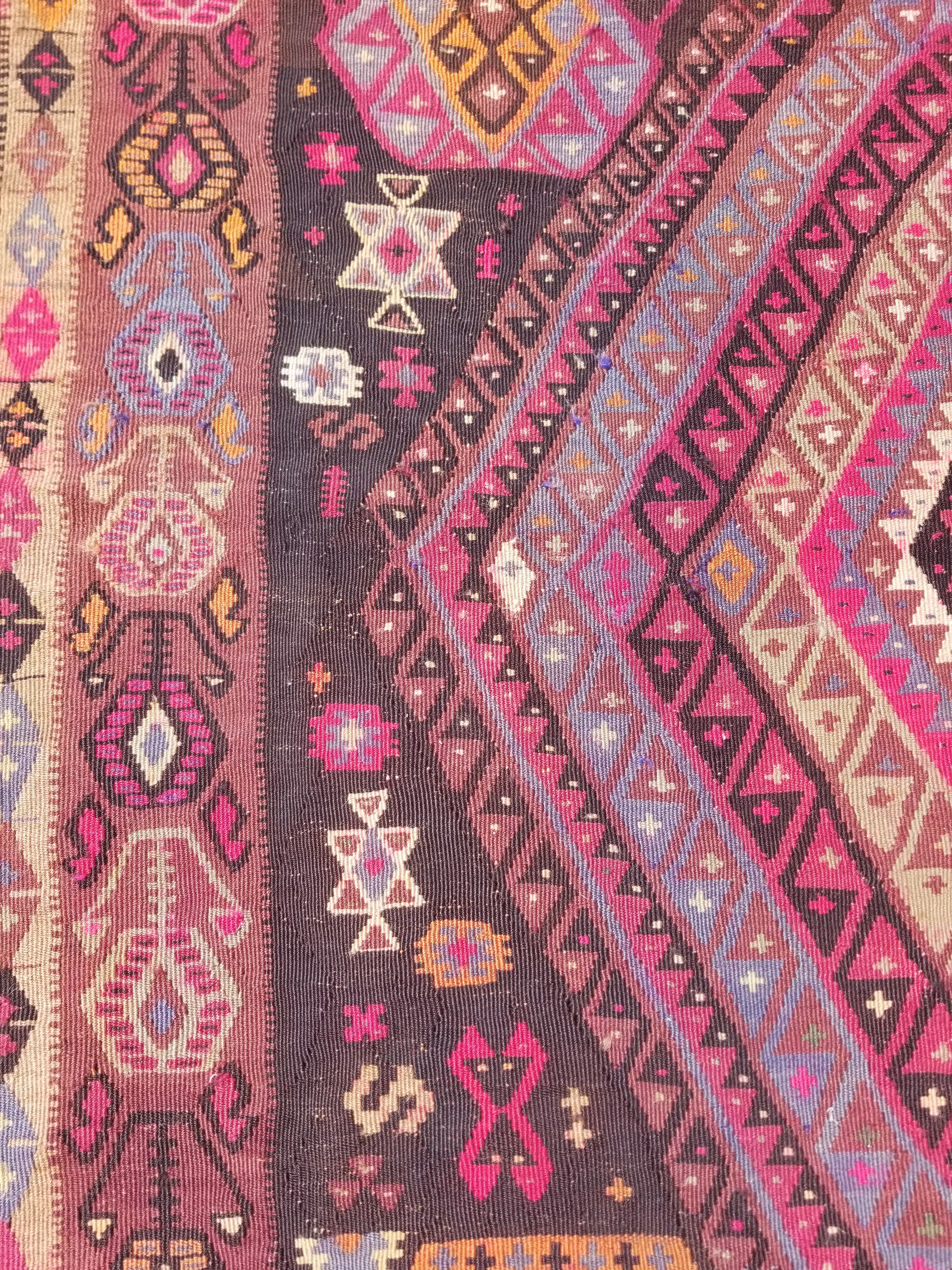 Antique Traditional Handwoven Anatolian Style Wool Kilim Rug 268x156cm