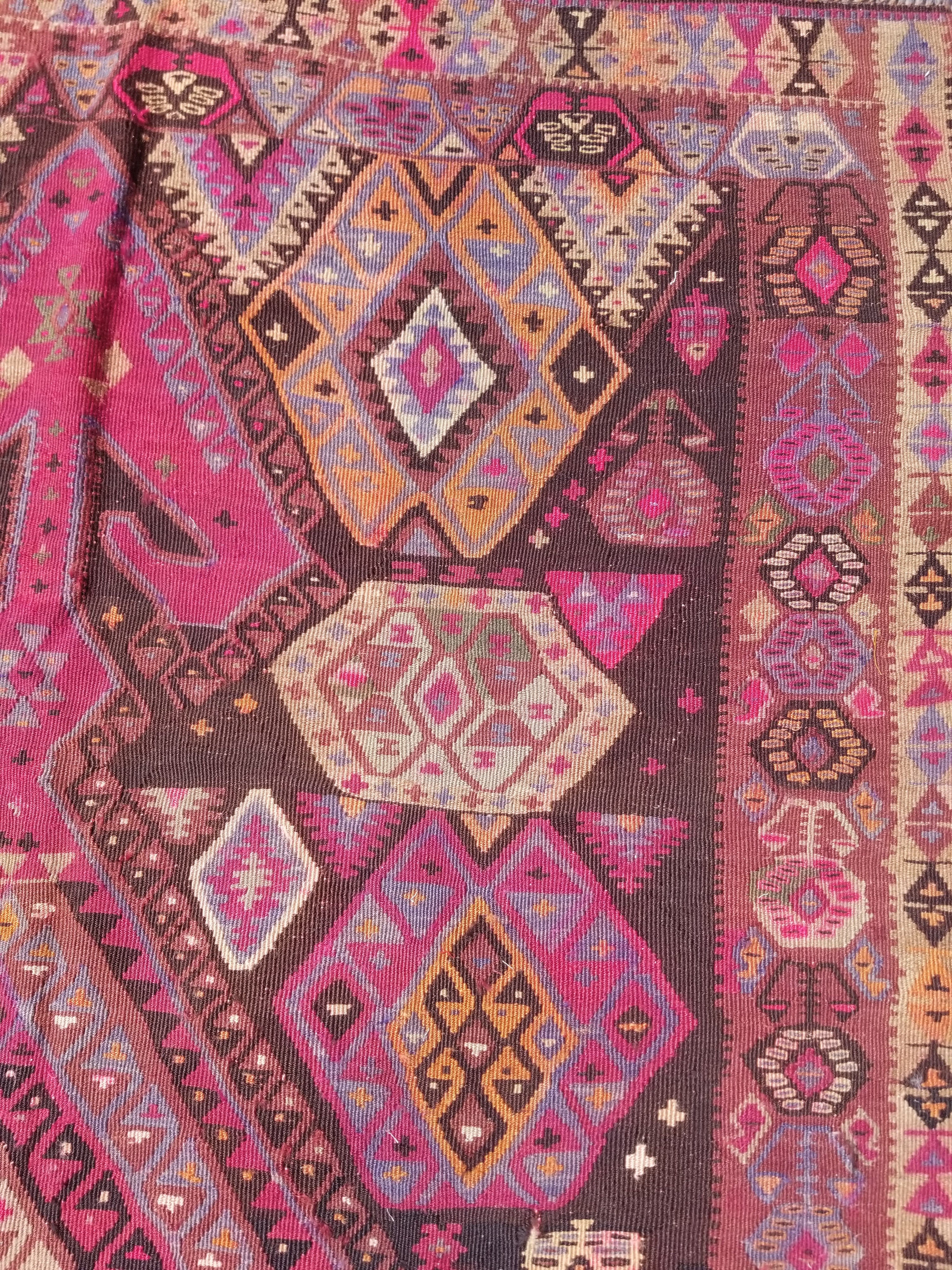 Antique Traditional Handwoven Anatolian Style Wool Kilim Rug 268x156cm