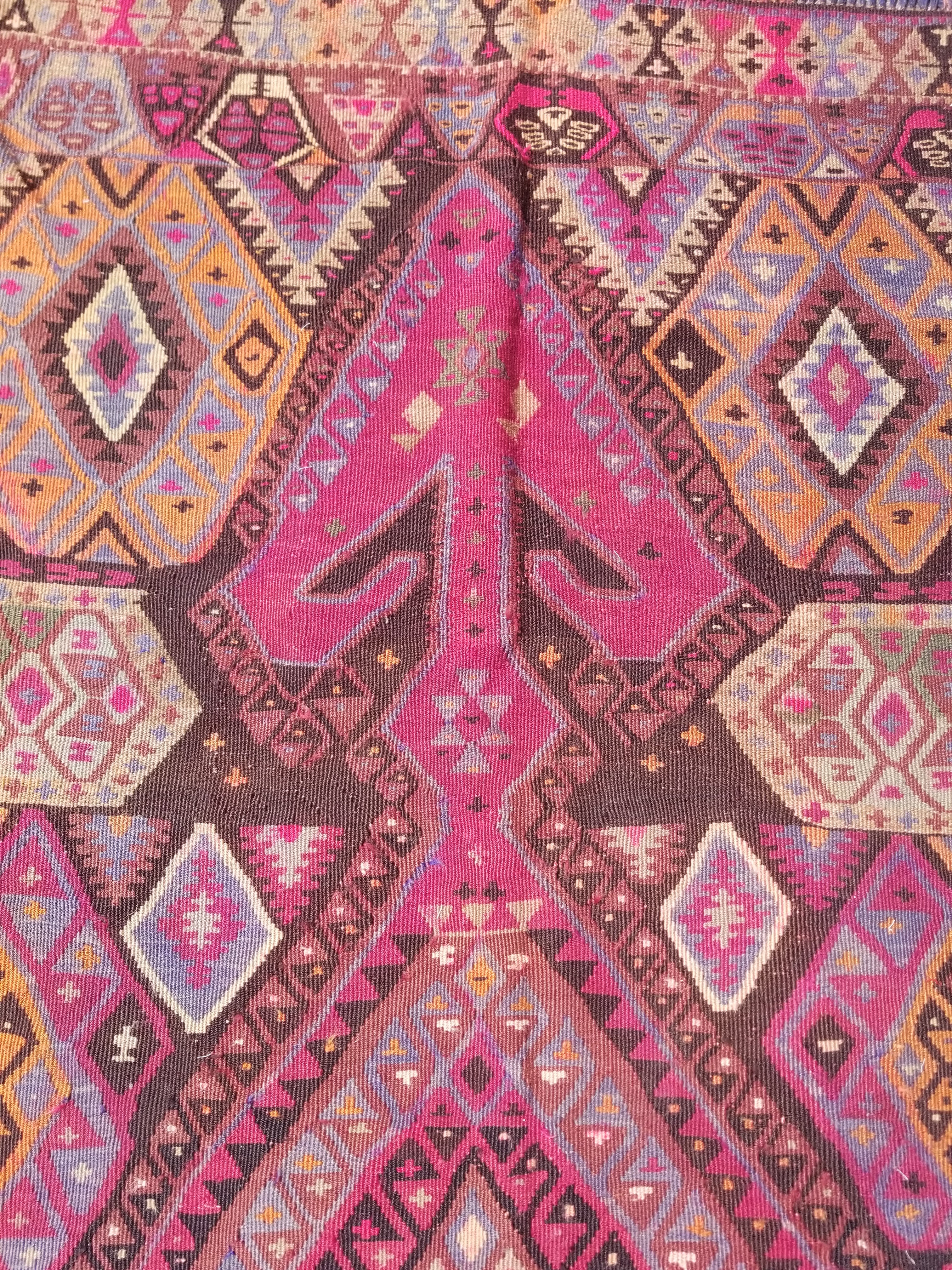 Antique Traditional Handwoven Anatolian Style Wool Kilim Rug 268x156cm