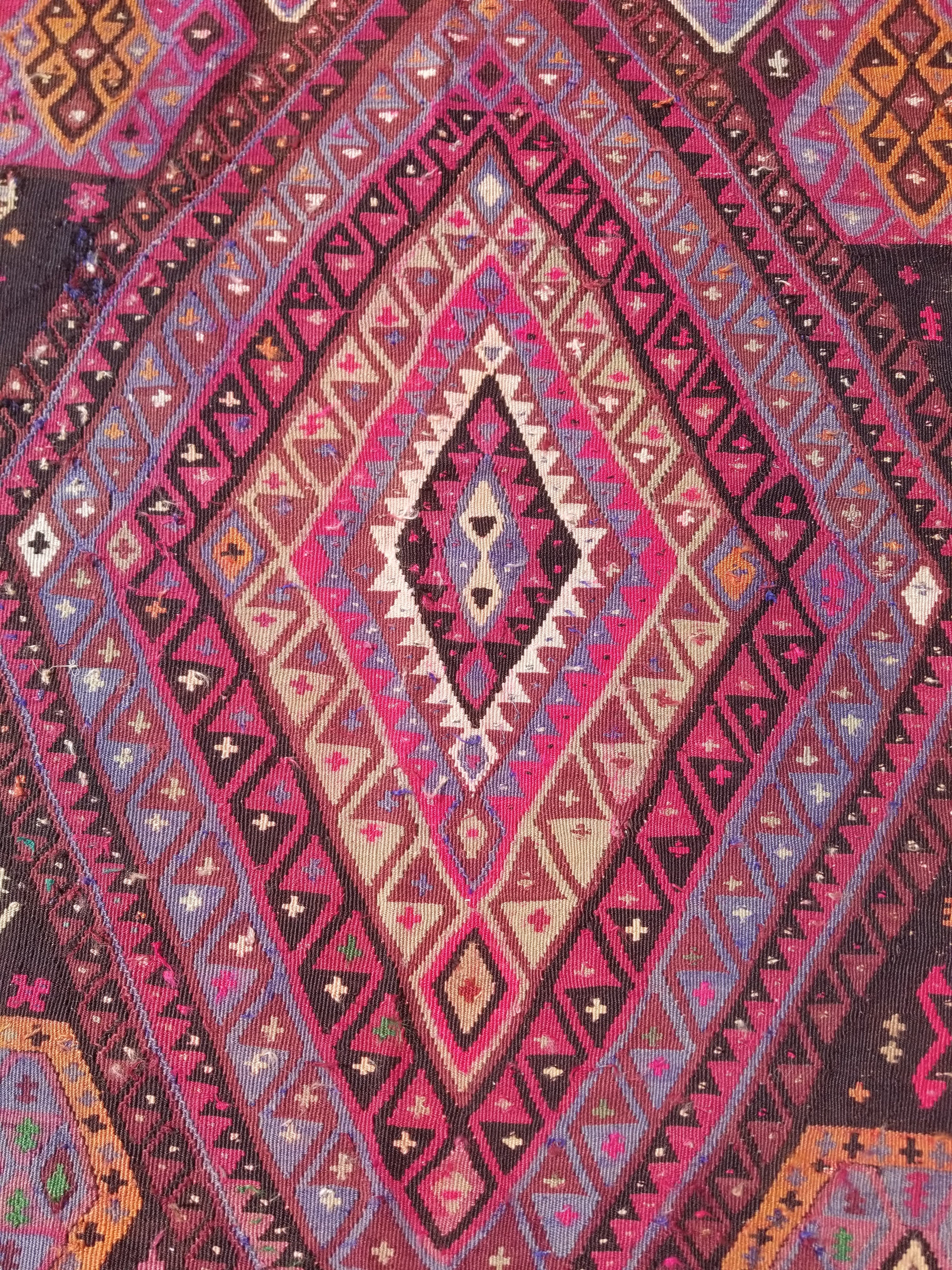 Antique Traditional Handwoven Anatolian Style Wool Kilim Rug 268x156cm