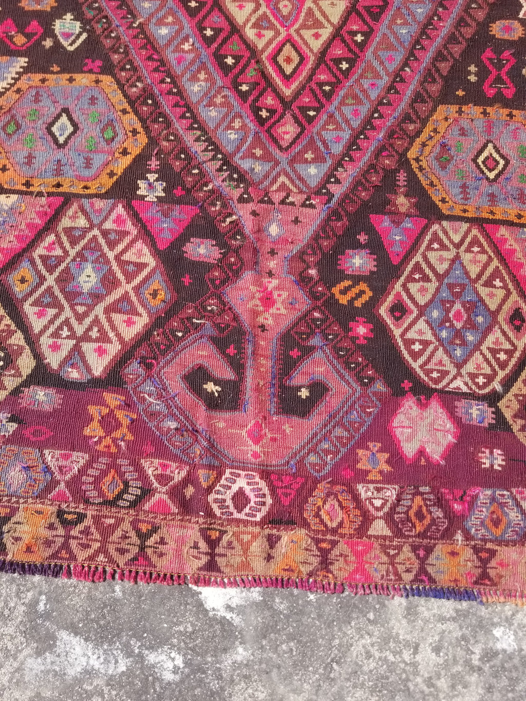Antique Traditional Handwoven Anatolian Style Wool Kilim Rug 268x156cm