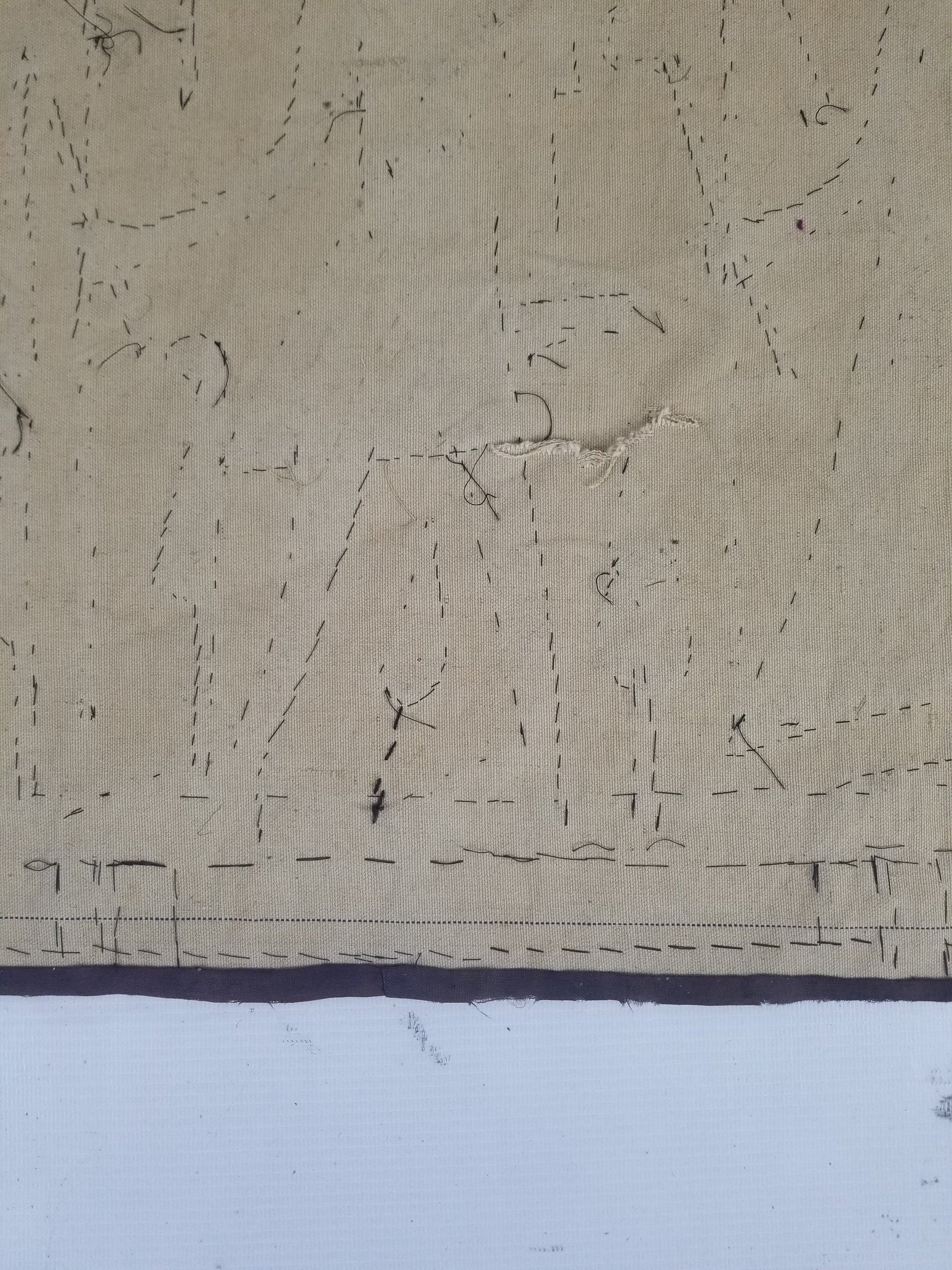 Vintage Egyptian Revival Appliqué Ancient Deity Procession Scene Tapestry 142x50cm