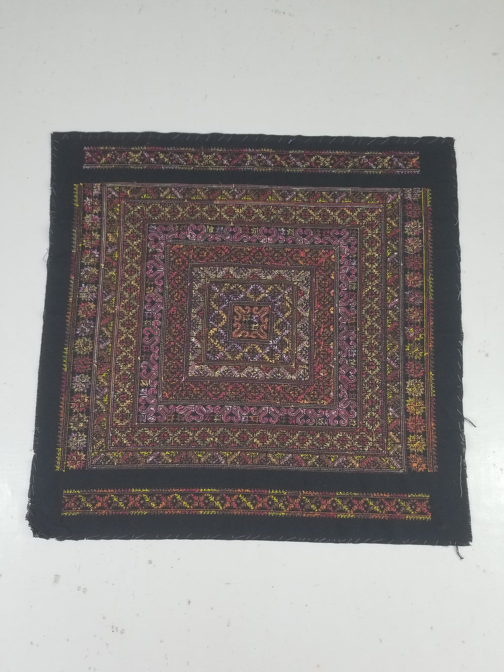 Vintage Palestinian Tribal Cross Stitch Embroidered Textile Panel 76x75cm
