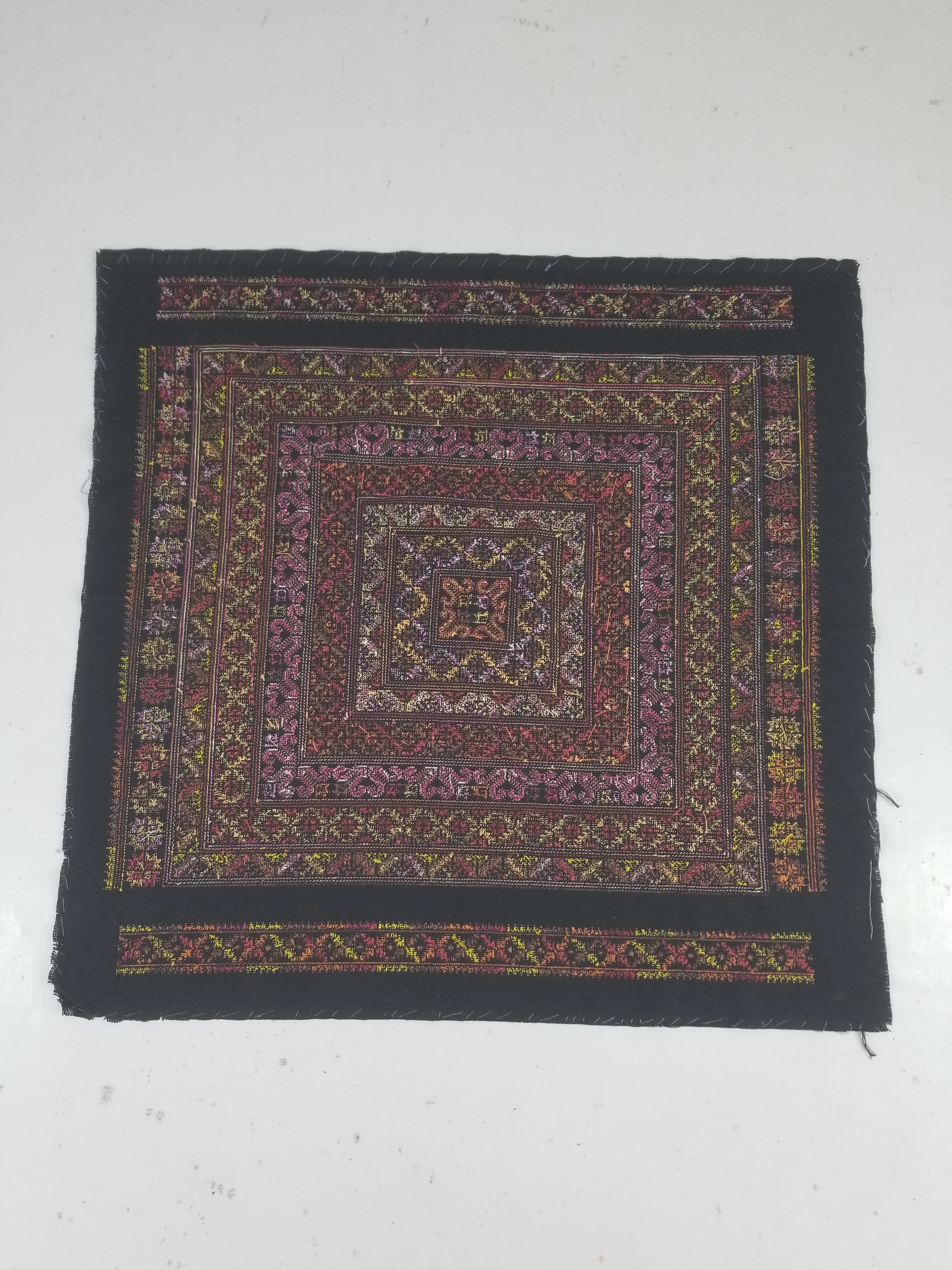 Vintage Palestinian Tribal Cross Stitch Embroidered Textile Panel 76x75cm