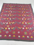 Vintage Central Asian Suzani Bird & Floral Embroidered Wall Hanging 220x180cm