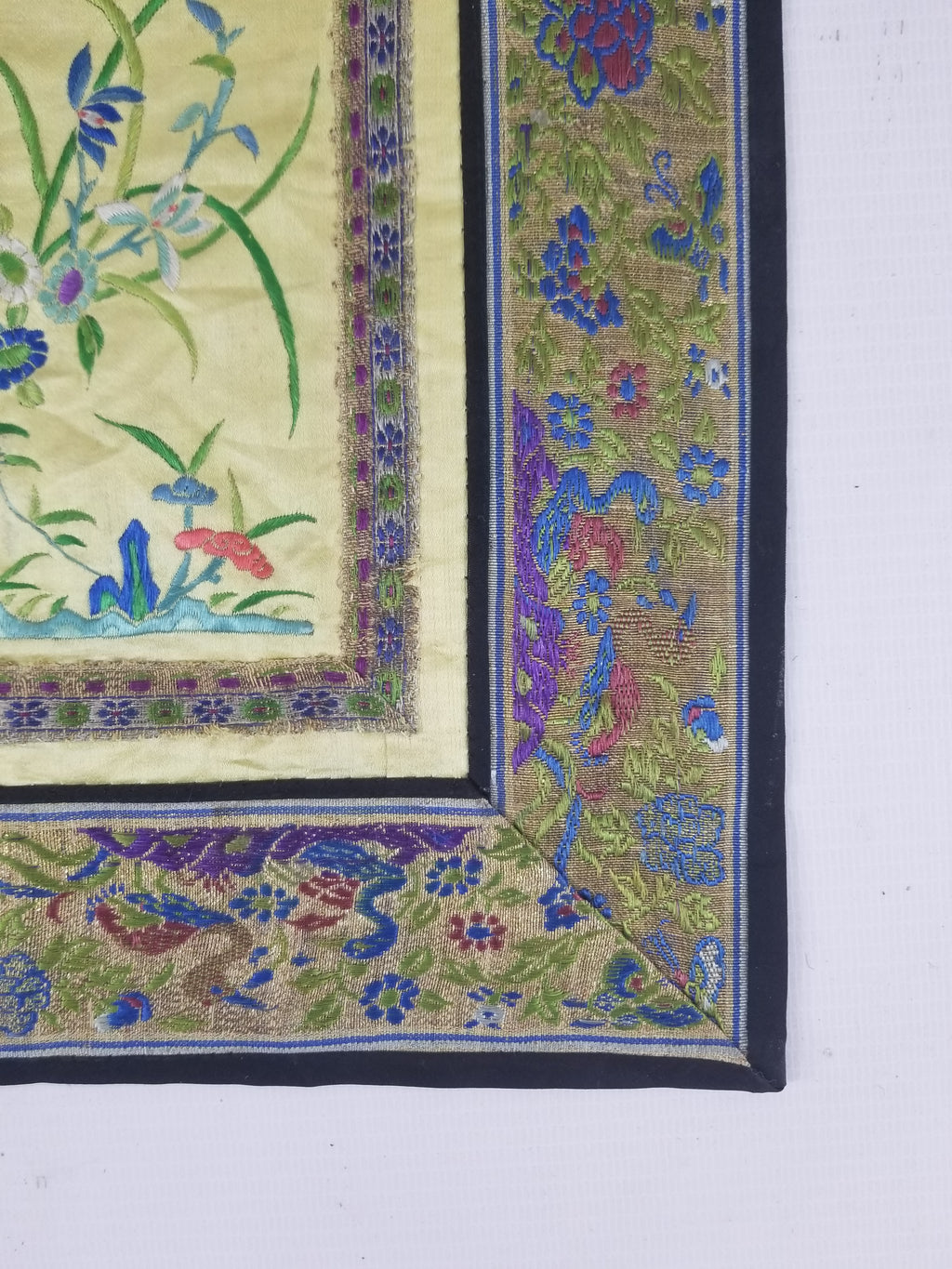 Antique Chinese Silk Hand Embroidered Avian Motifs Tapestry 64x34cm