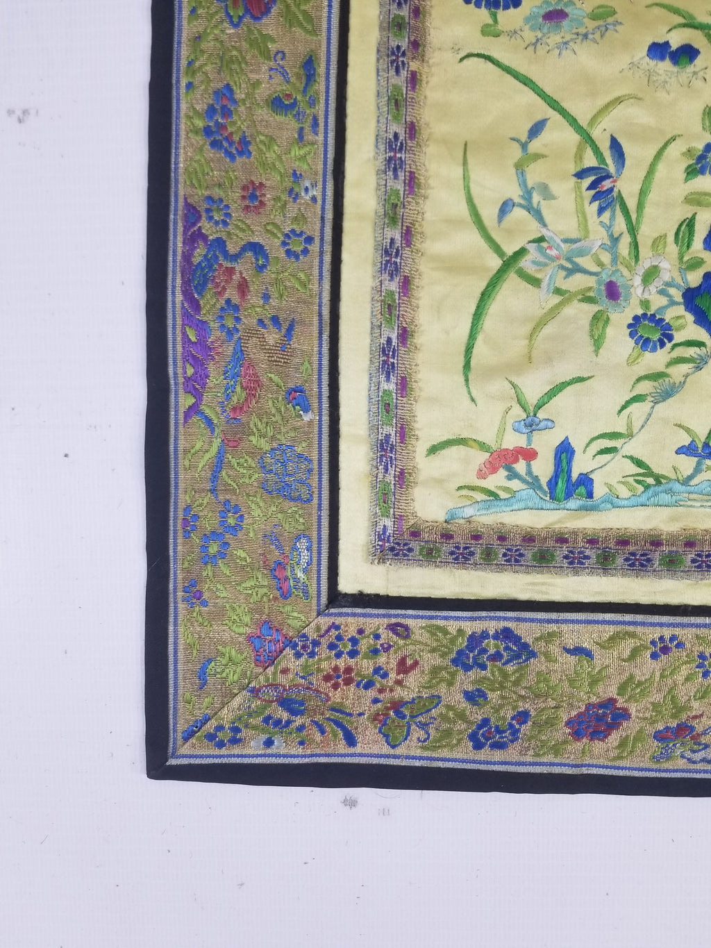 Antique Chinese Silk Hand Embroidered Avian Motifs Tapestry 64x34cm