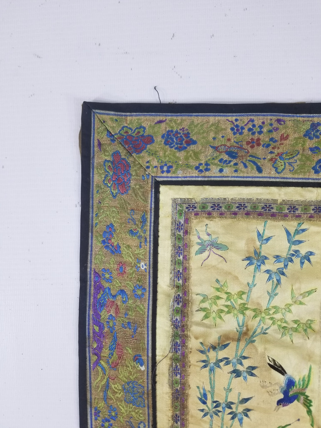 Antique Chinese Silk Hand Embroidered Avian Motifs Tapestry 64x34cm