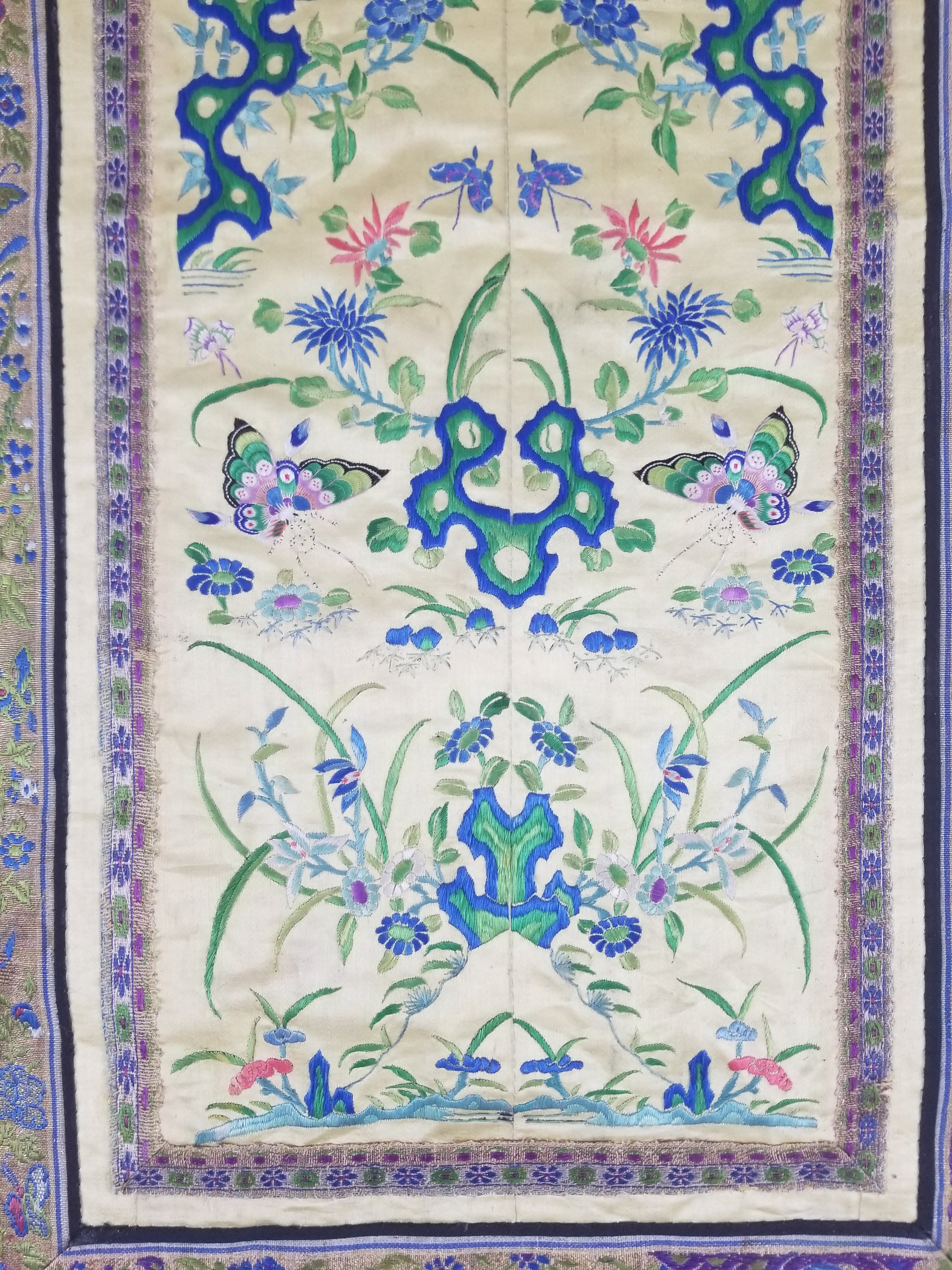 Antique Chinese Silk Hand Embroidered Avian Motifs Tapestry 64x34cm