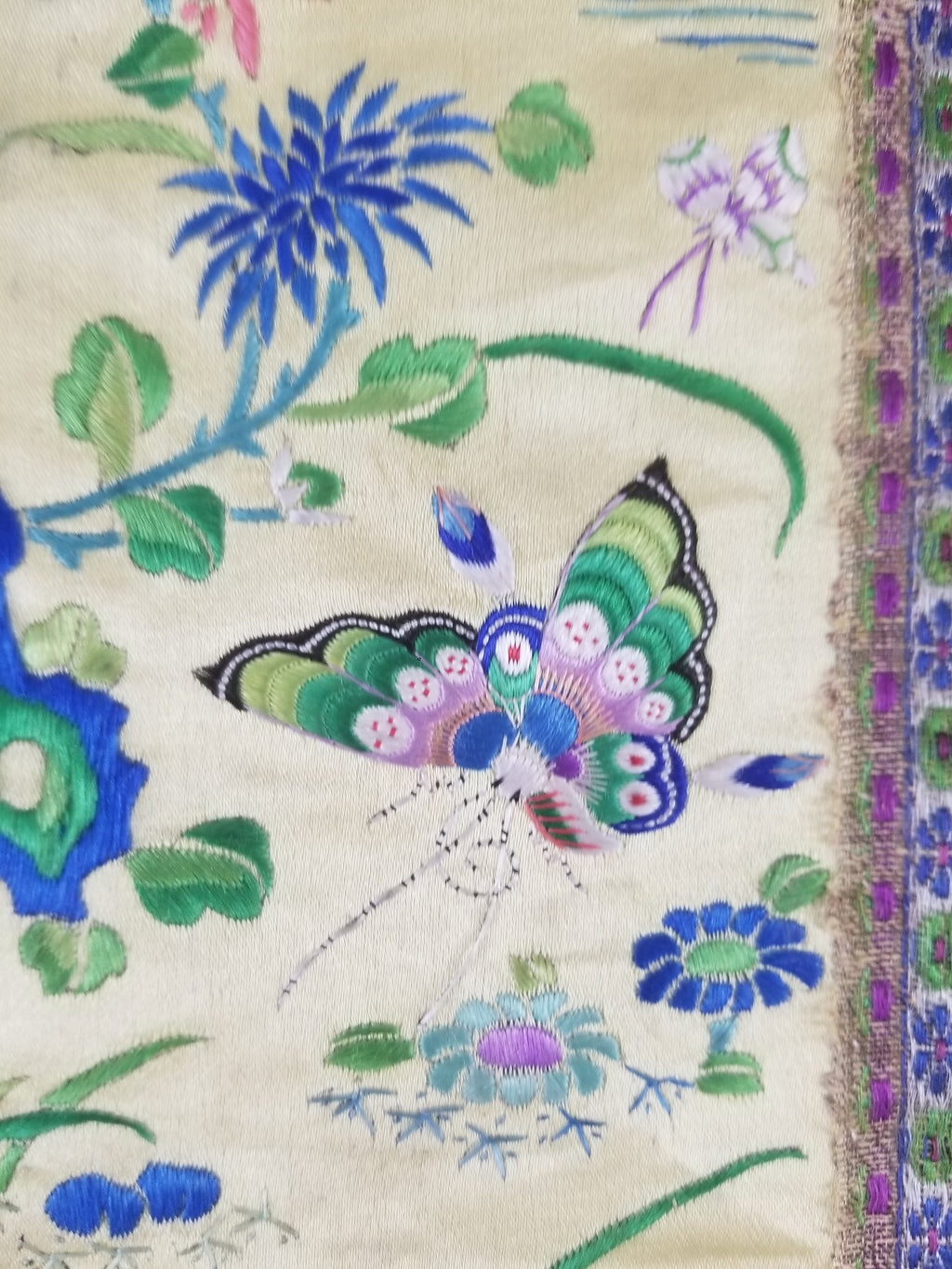 Antique Chinese Silk Hand Embroidered Avian Motifs Tapestry 64x34cm