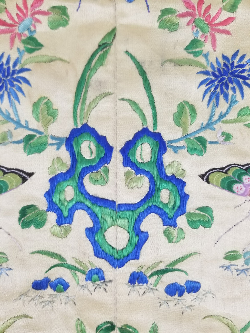 Antique Chinese Silk Hand Embroidered Avian Motifs Tapestry 64x34cm