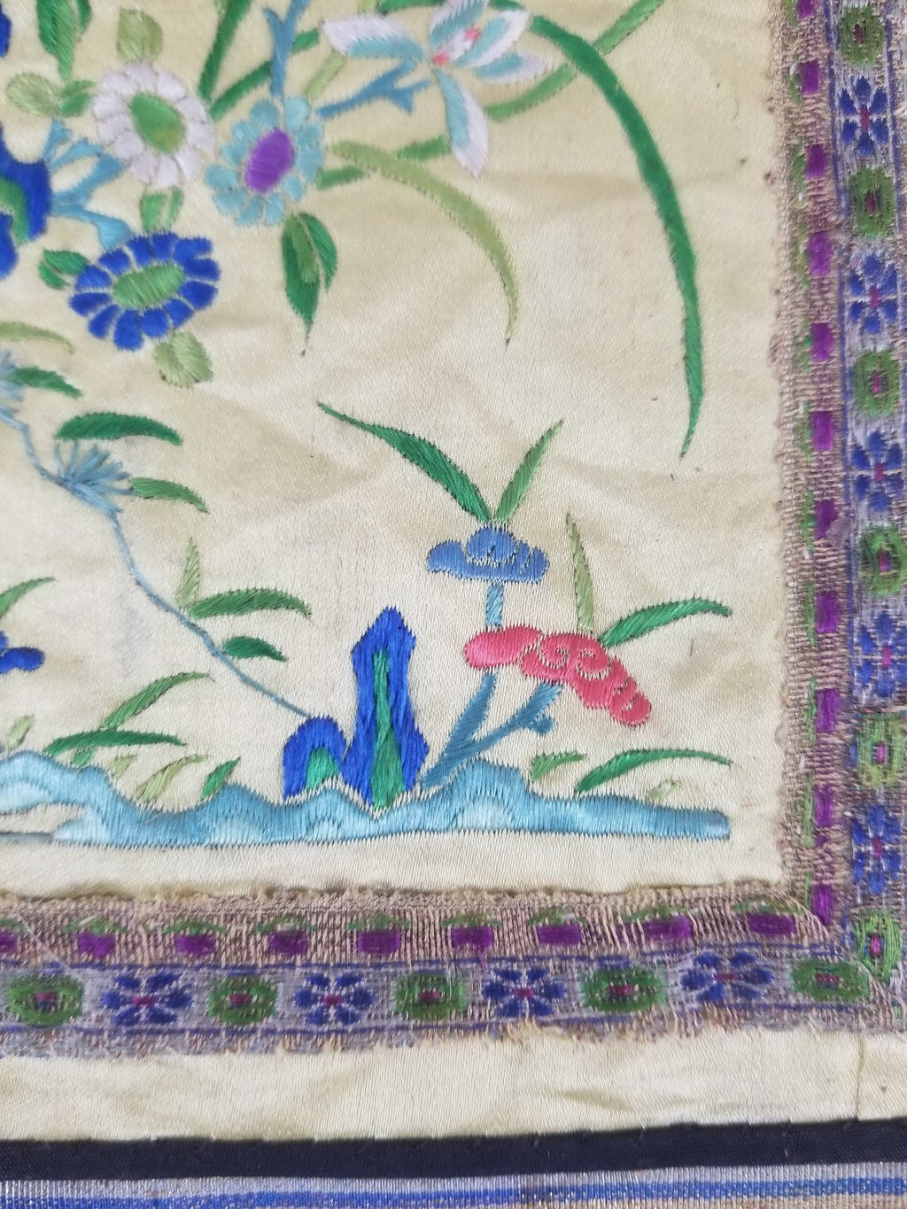 Antique Chinese Silk Hand Embroidered Avian Motifs Tapestry 64x34cm