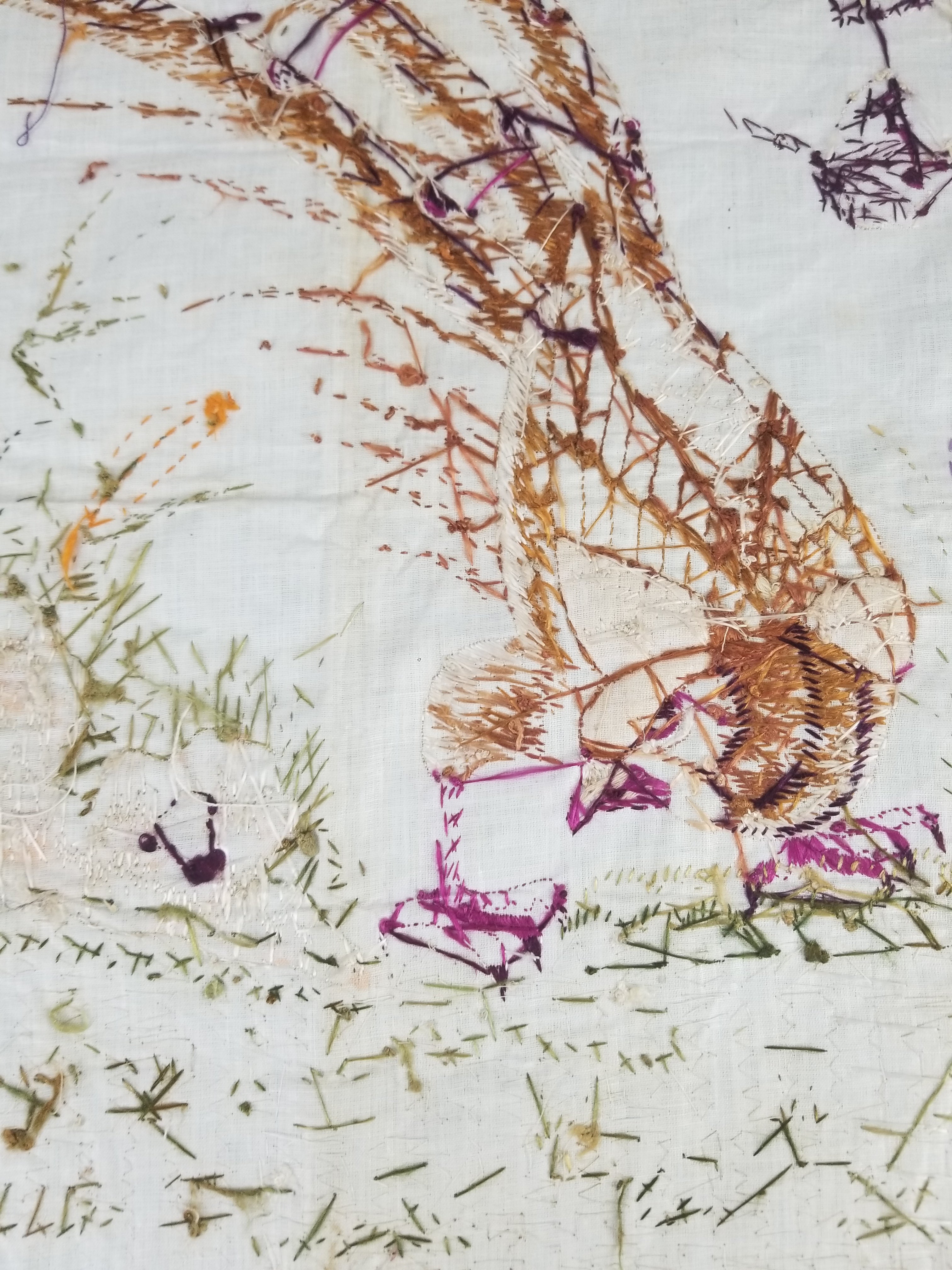 Vintage Chinese Silk Hand Embroidered Pheasant & Butterflies Tapestry 60x53cm