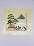 Vintage Chinese Hand Embroidered Silk Pagoda Landscape Silk Tapestry 61x54cm