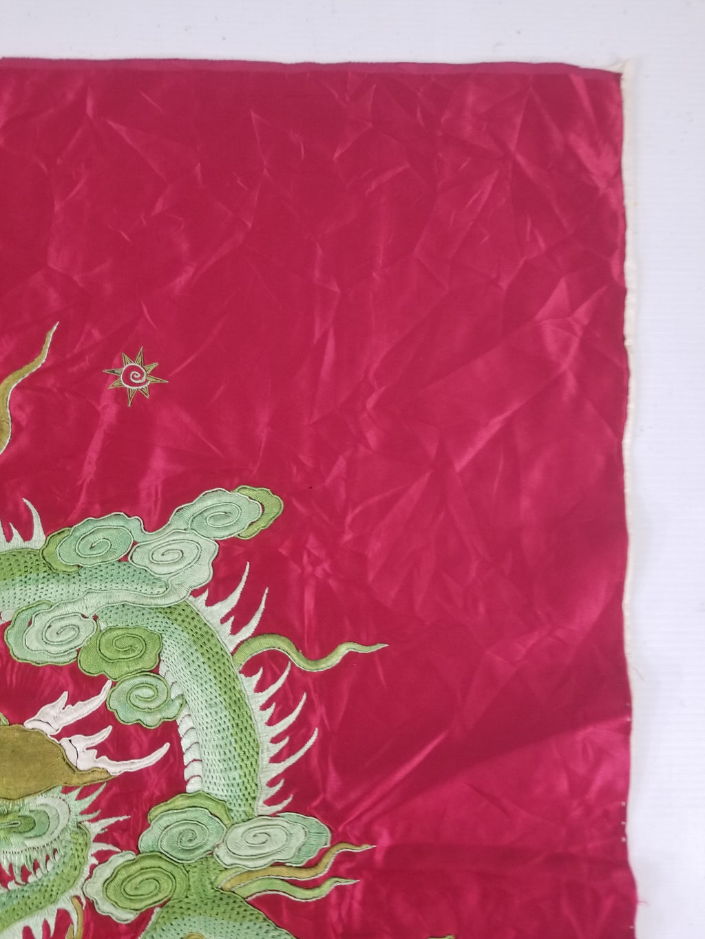 Vintage Chinese Hand Embroidered Dragon Silk Tapestry 60x57cm