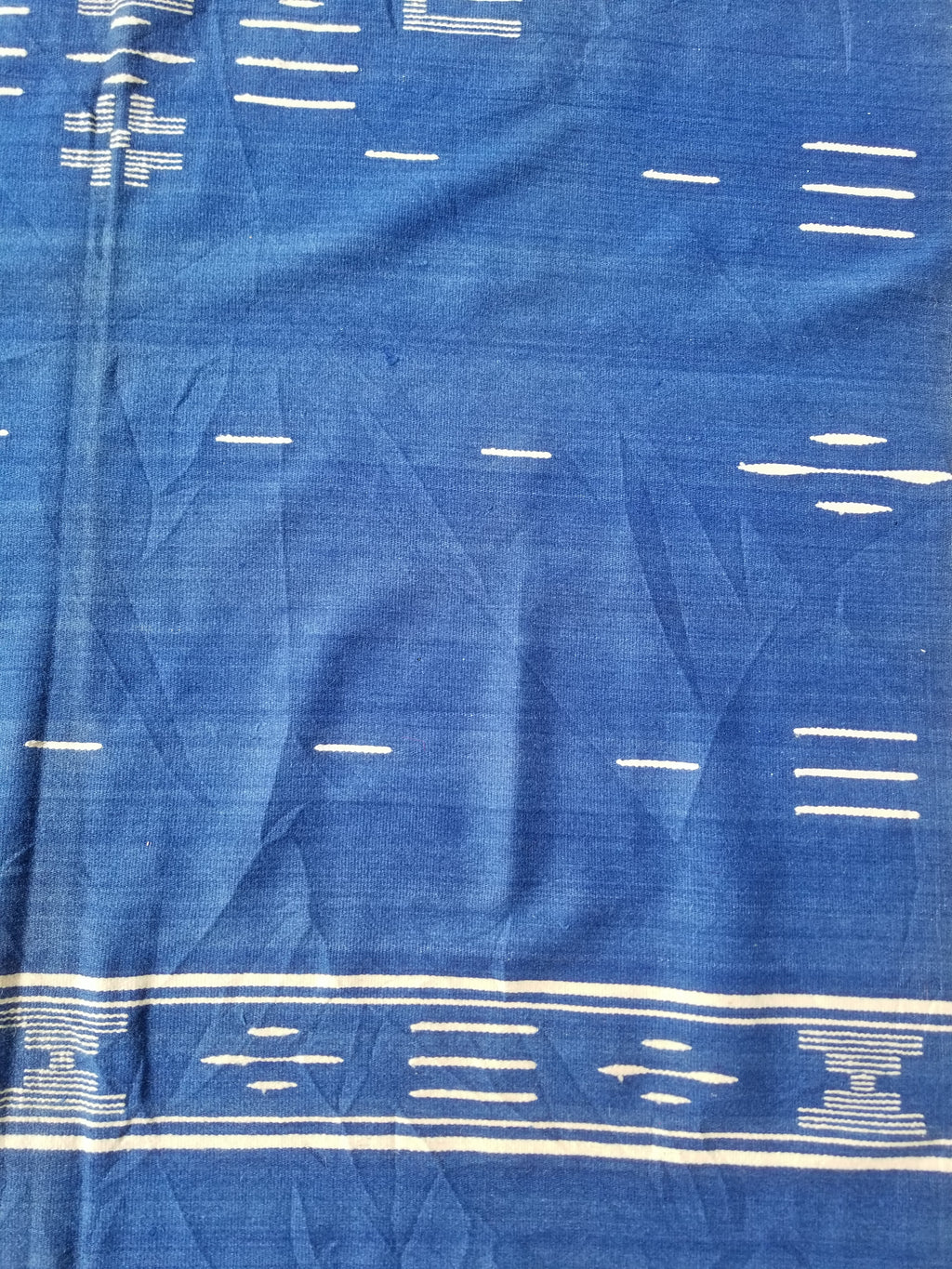 Vintage Traditional Handwoven Mexican Chimayo Wool Blue Kilim 166x112cm