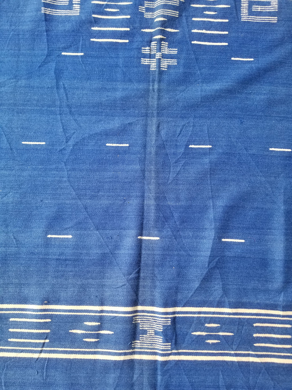 Vintage Traditional Handwoven Mexican Chimayo Wool Blue Kilim 166x112cm
