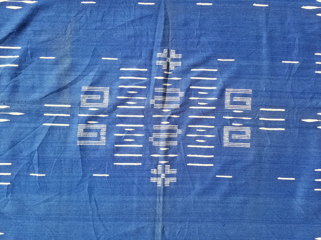 Vintage Traditional Handwoven Mexican Chimayo Wool Blue Kilim 166x112cm