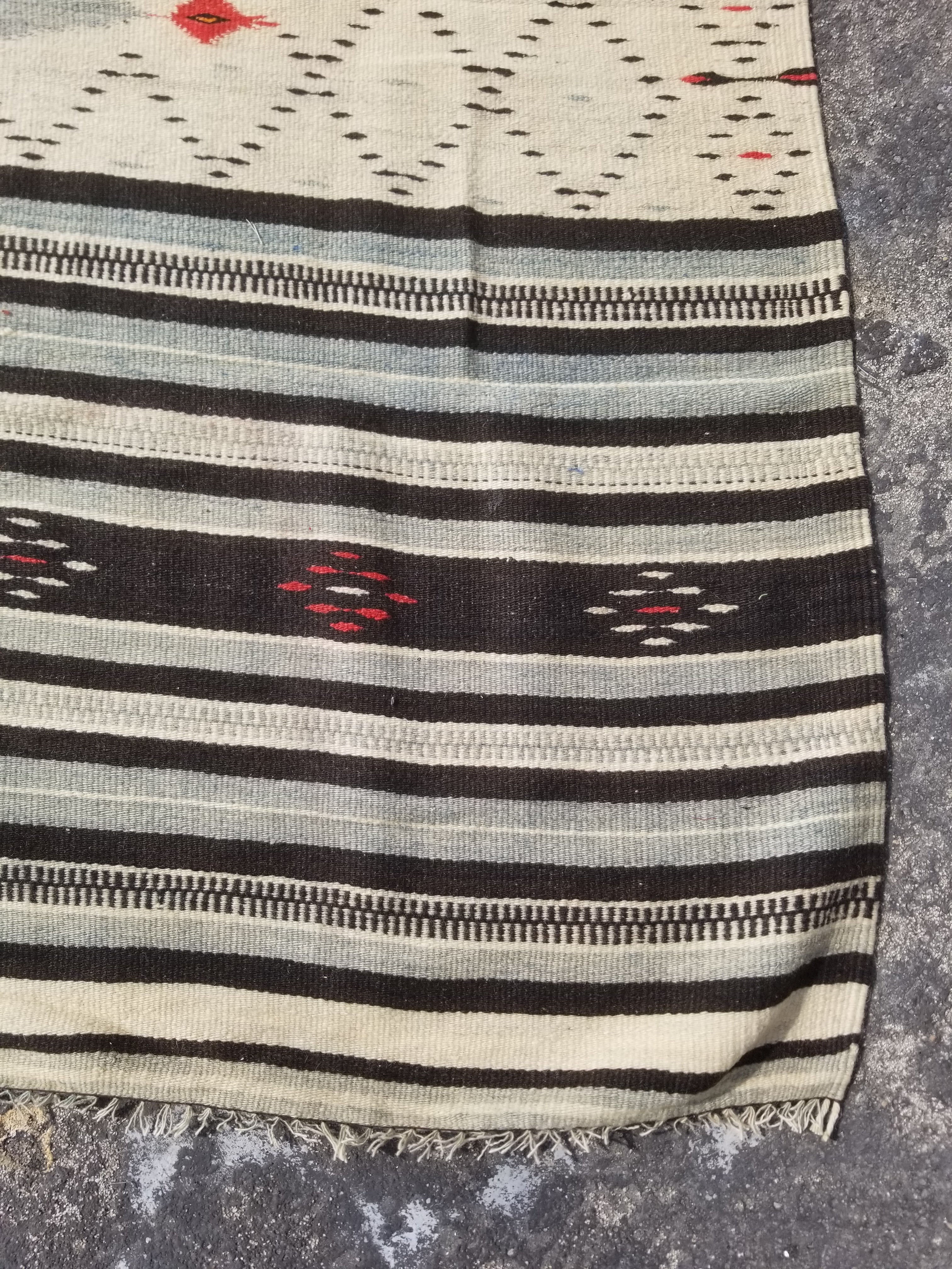 Vintage Traditional Handwoven Mexican Saltillo Wool Kilim 167x126cm