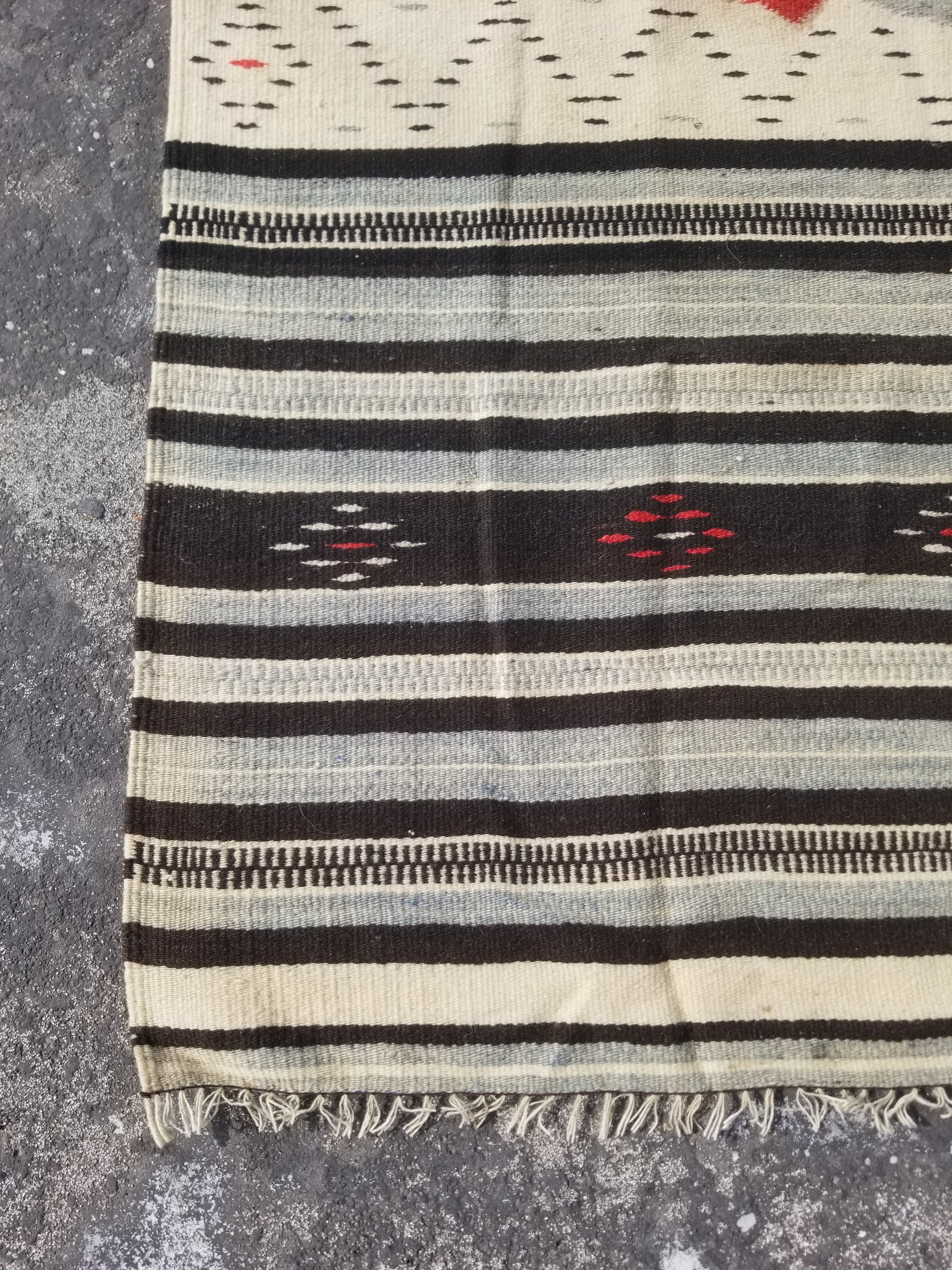 Vintage Traditional Handwoven Mexican Saltillo Wool Kilim 167x126cm
