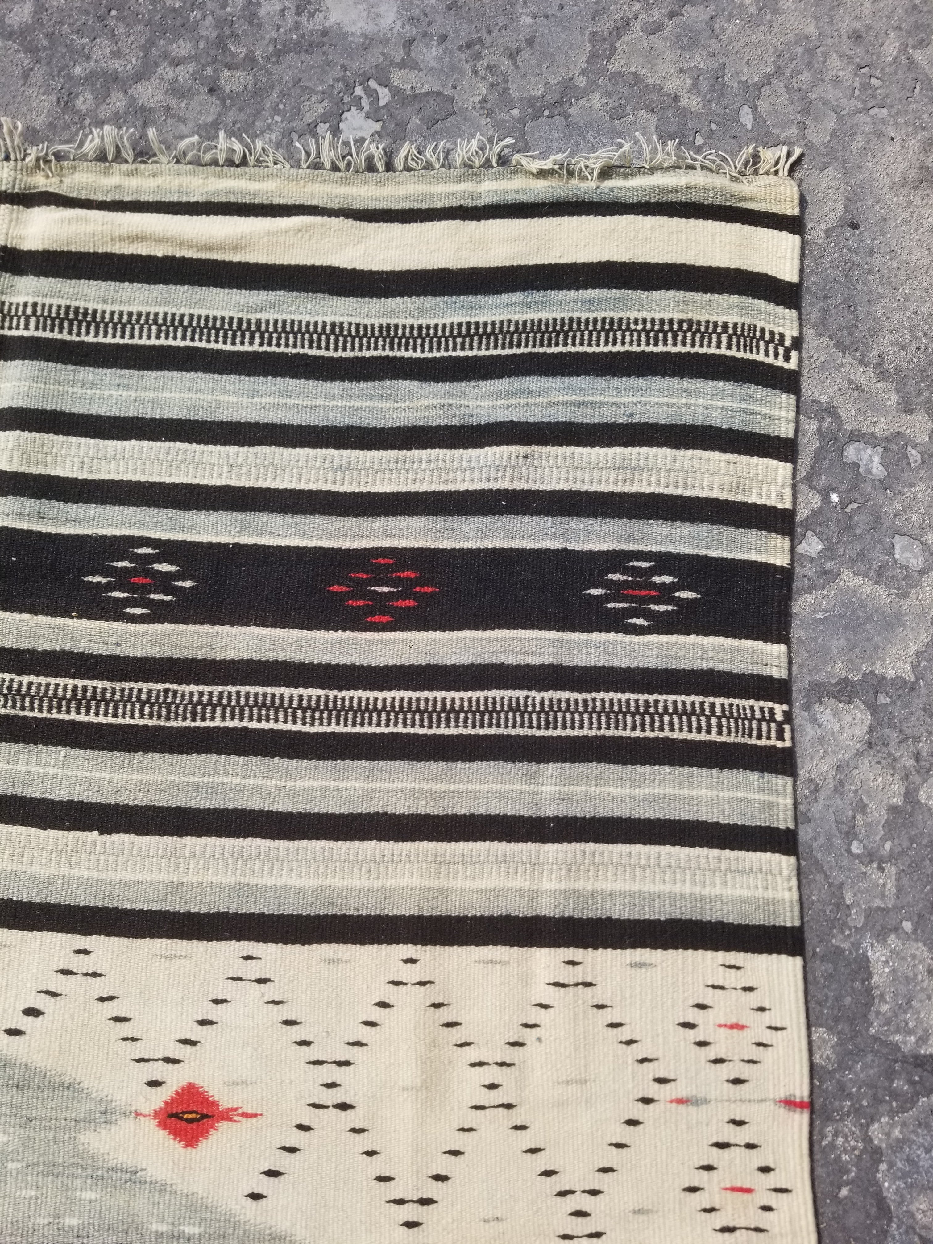Vintage Traditional Handwoven Mexican Saltillo Wool Kilim 167x126cm