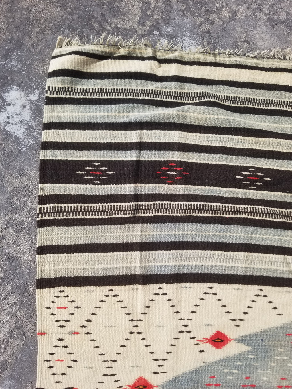 Vintage Traditional Handwoven Mexican Saltillo Wool Kilim 167x126cm