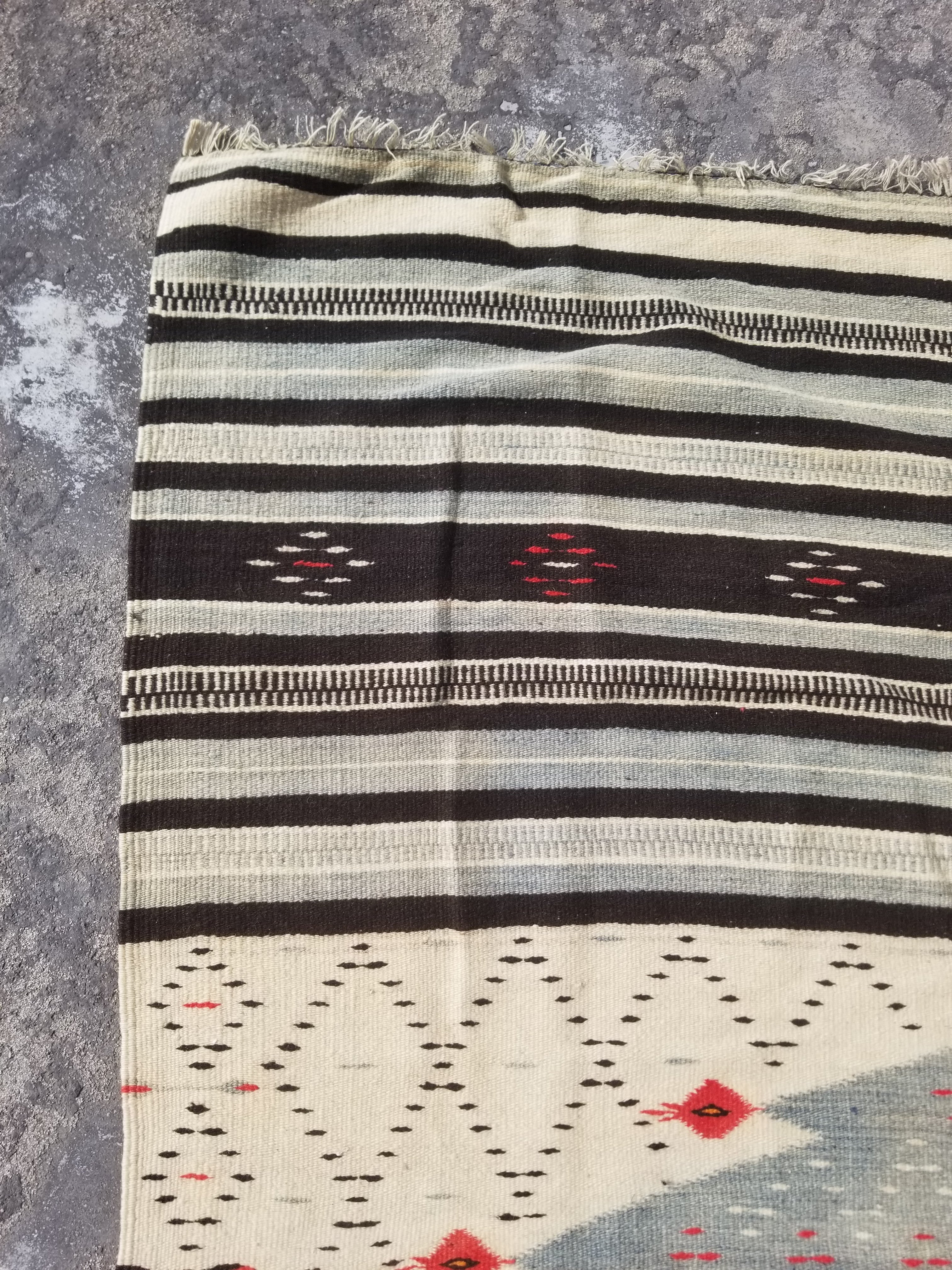 Vintage Traditional Handwoven Mexican Saltillo Wool Kilim 167x126cm