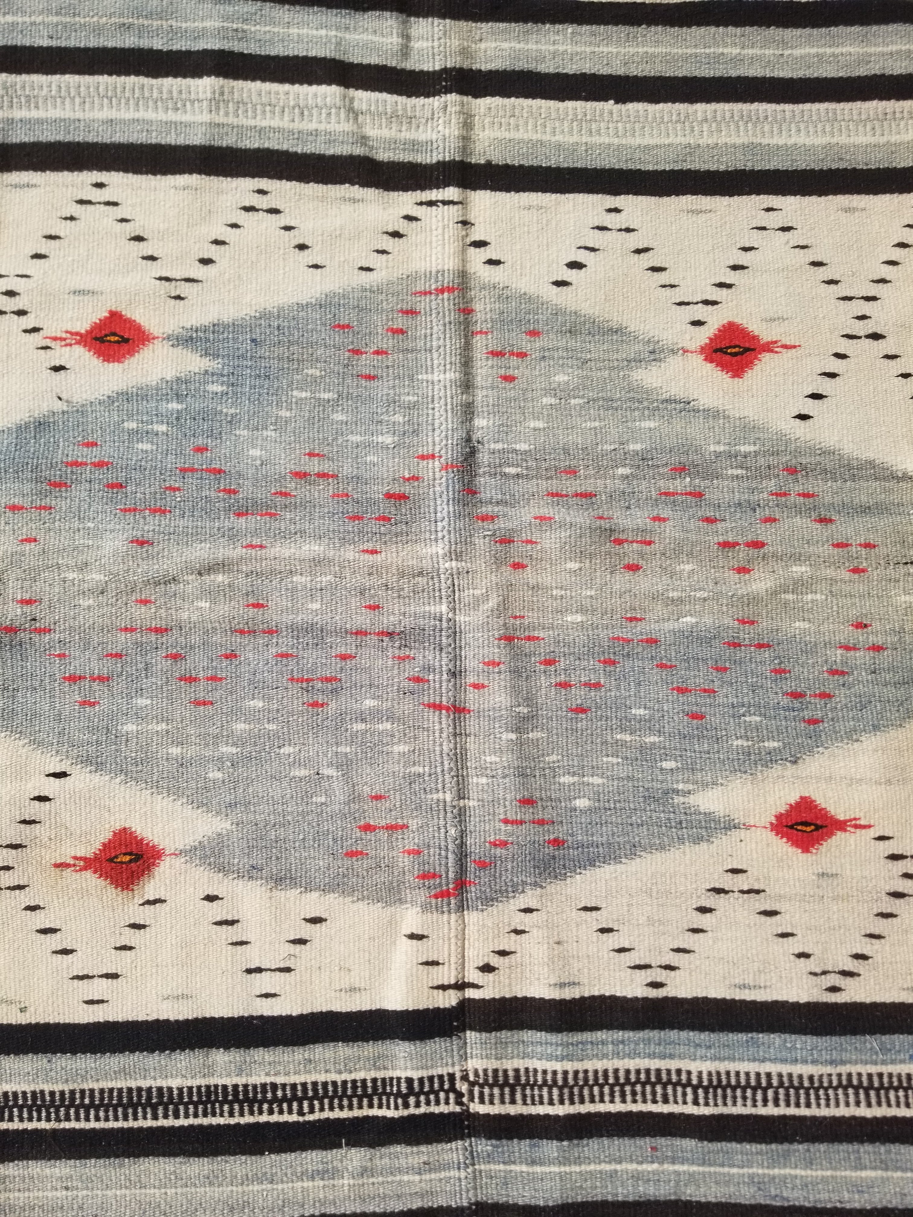Vintage Traditional Handwoven Mexican Saltillo Wool Kilim 167x126cm