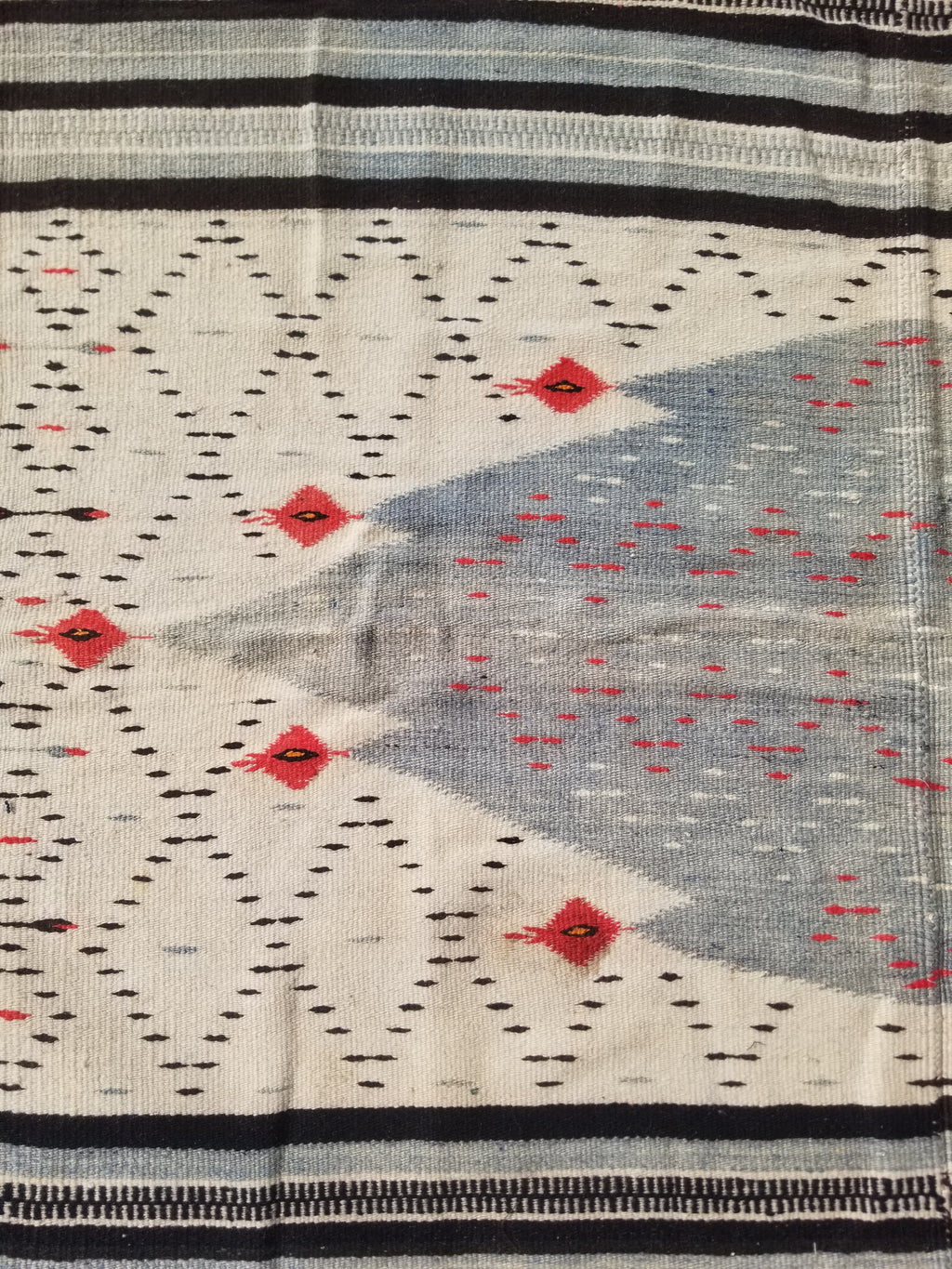 Vintage Traditional Handwoven Mexican Saltillo Wool Kilim 167x126cm