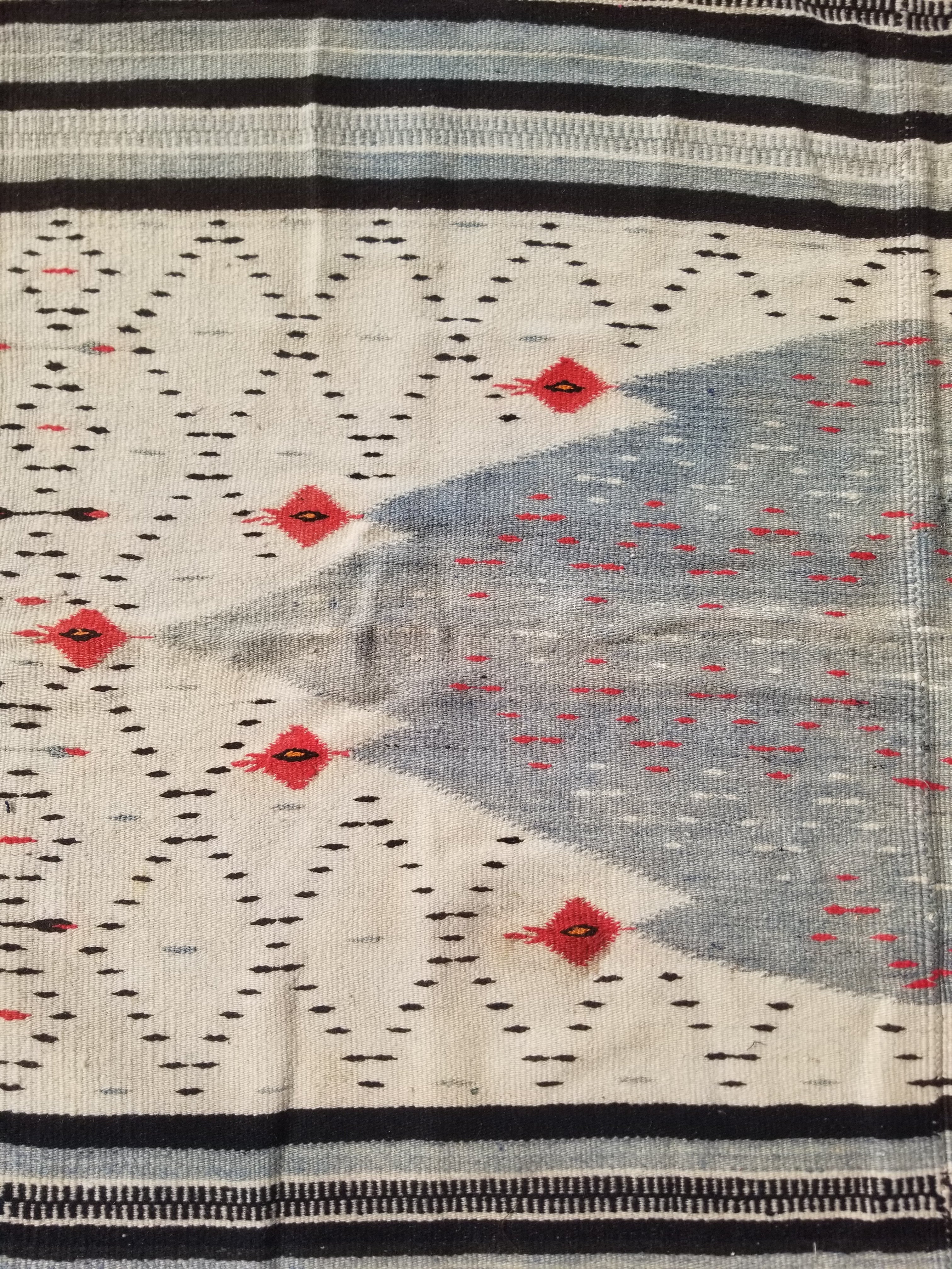 Vintage Traditional Handwoven Mexican Saltillo Wool Kilim 167x126cm