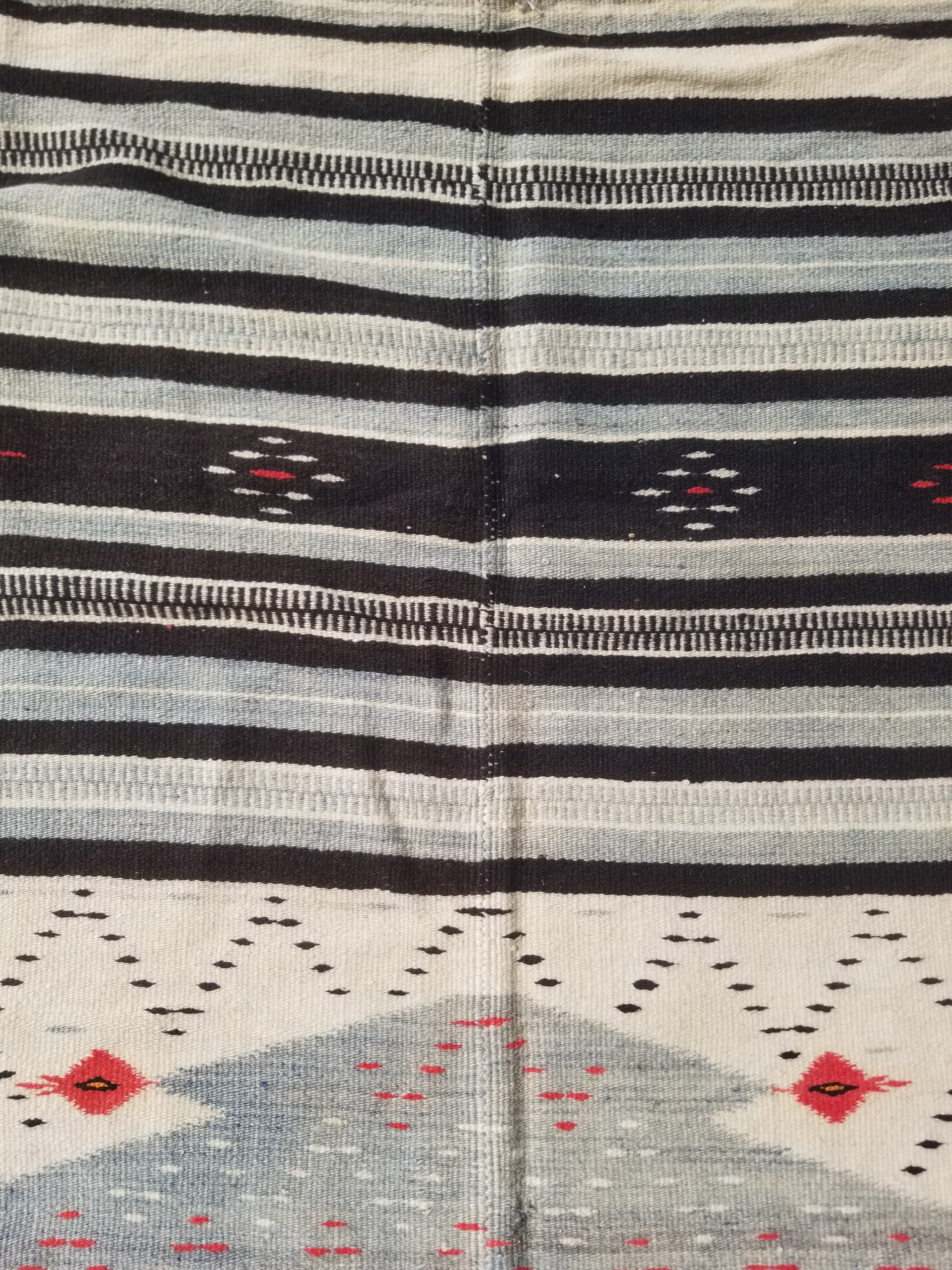 Vintage Traditional Handwoven Mexican Saltillo Wool Kilim 167x126cm