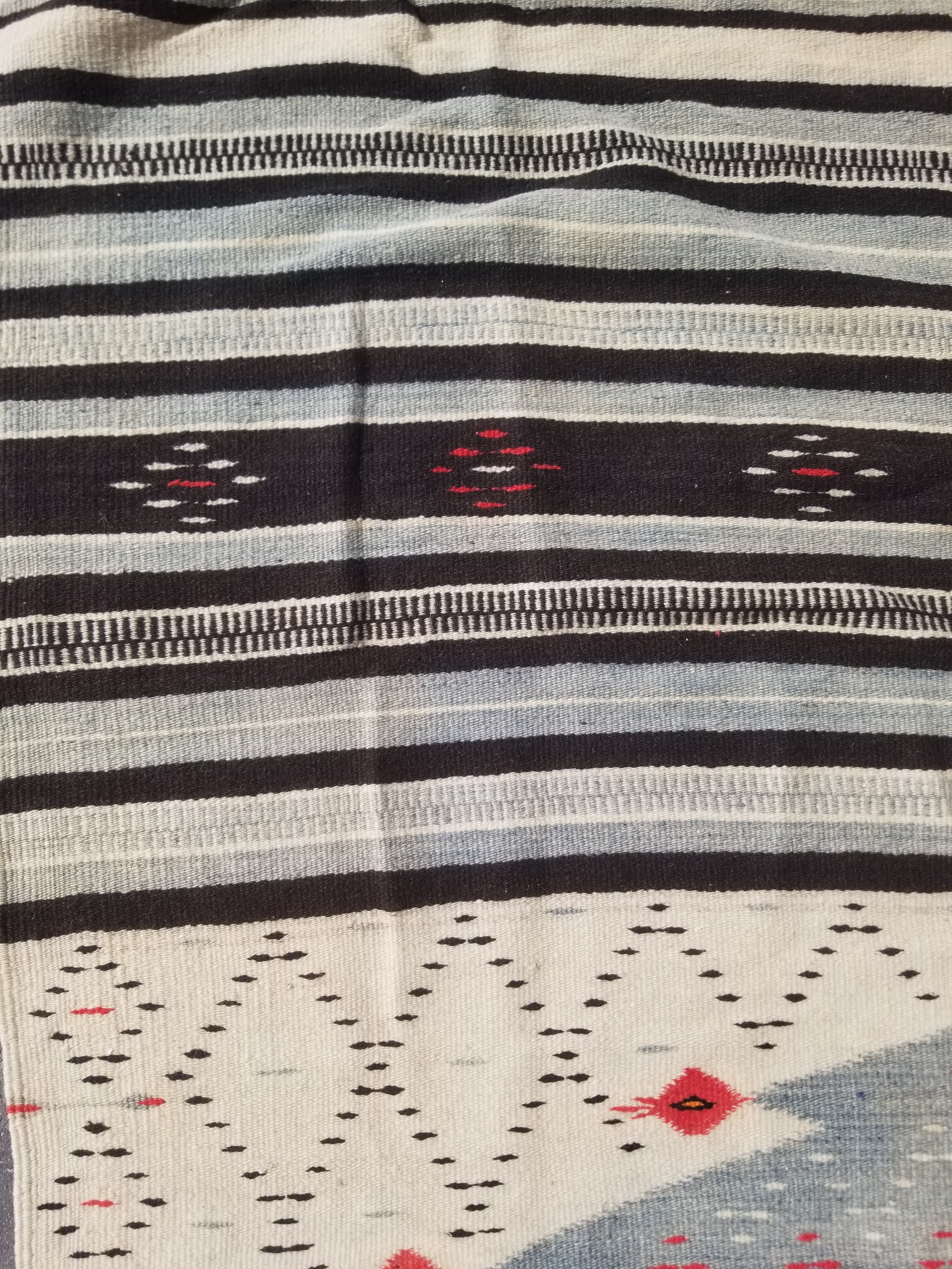 Vintage Traditional Handwoven Mexican Saltillo Wool Kilim 167x126cm