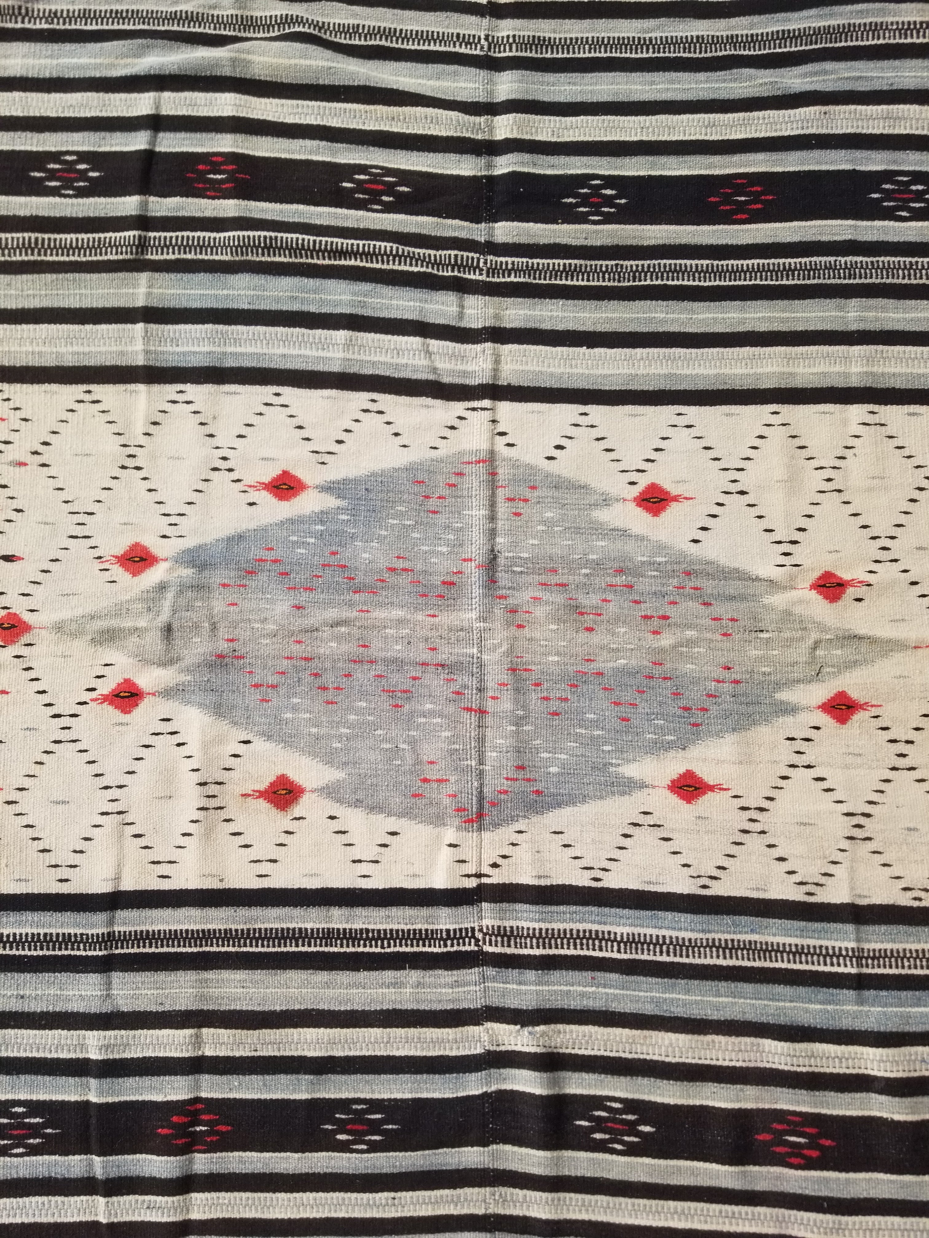 Vintage Traditional Handwoven Mexican Saltillo Wool Kilim 167x126cm