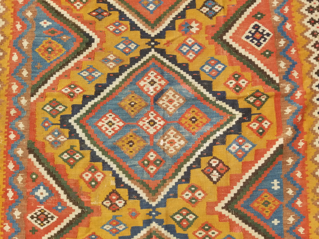 Antique Traditional Handwoven Turkish Anatolian Wool Multicolor Kilim 296x148cm