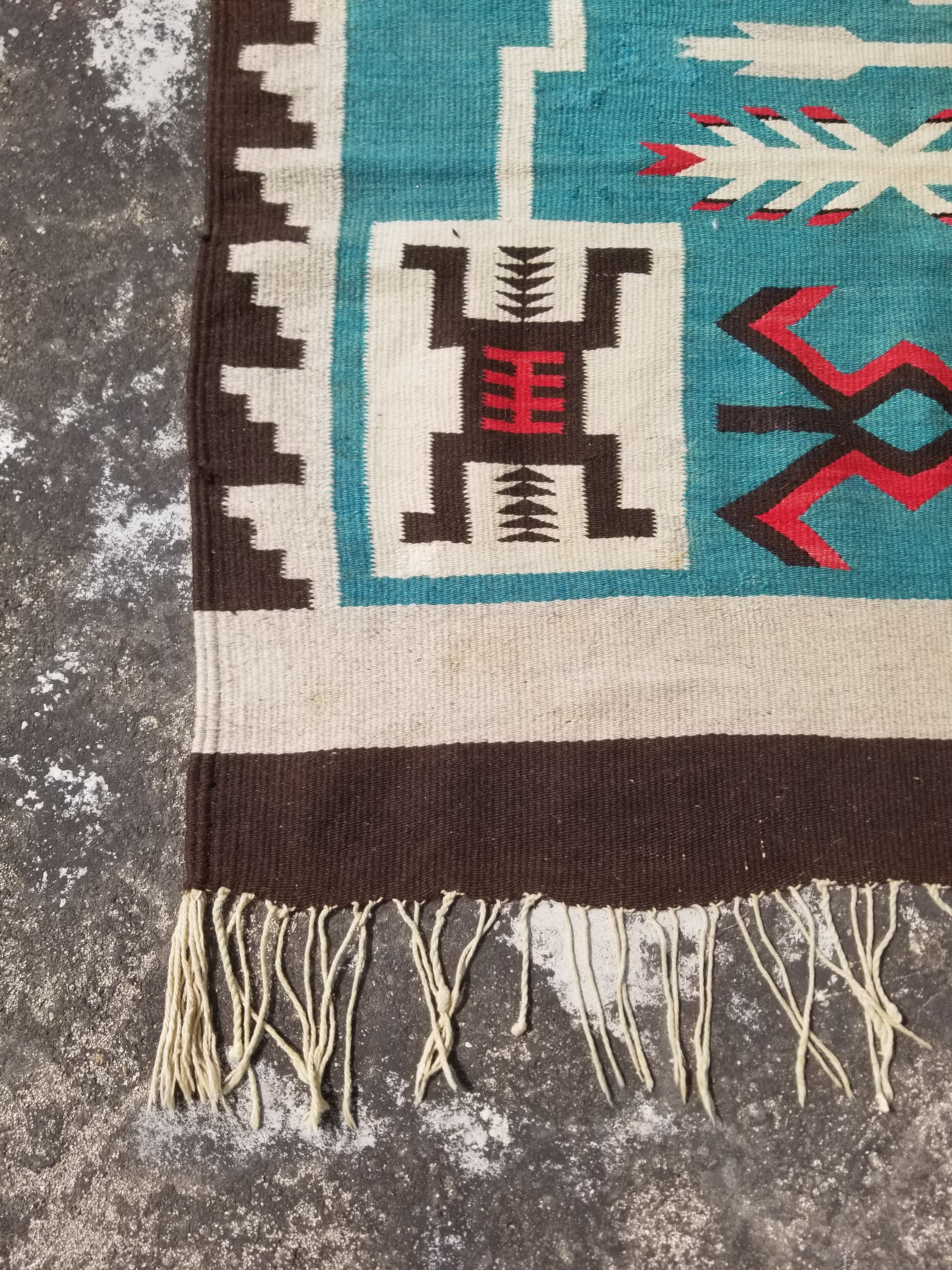 Vintage Handwoven Mexican Chimayo Wool Kilim 197x71cm