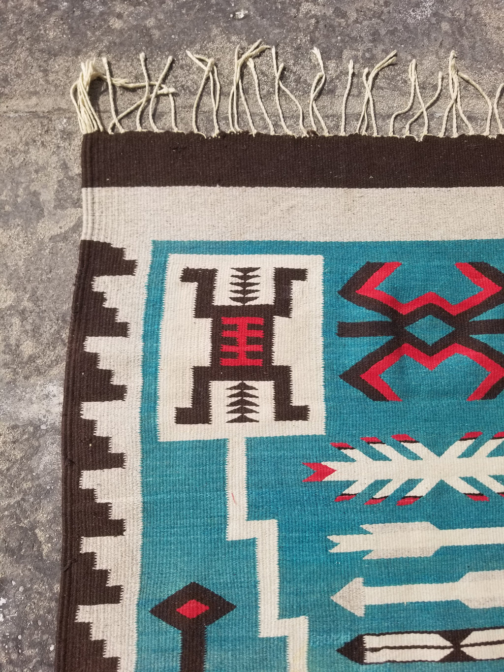 Vintage Handwoven Mexican Chimayo Wool Kilim 197x71cm