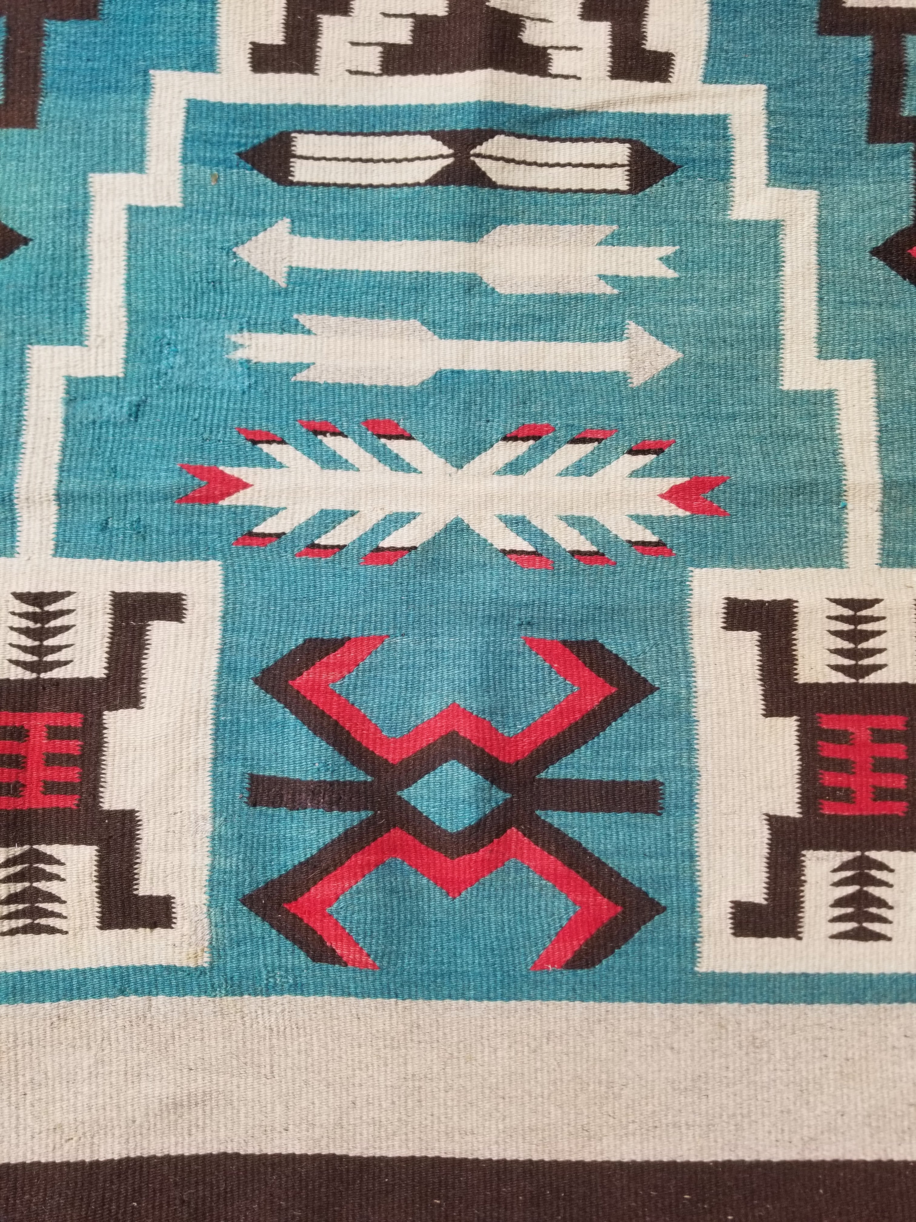 Vintage Handwoven Mexican Chimayo Wool Kilim 197x71cm
