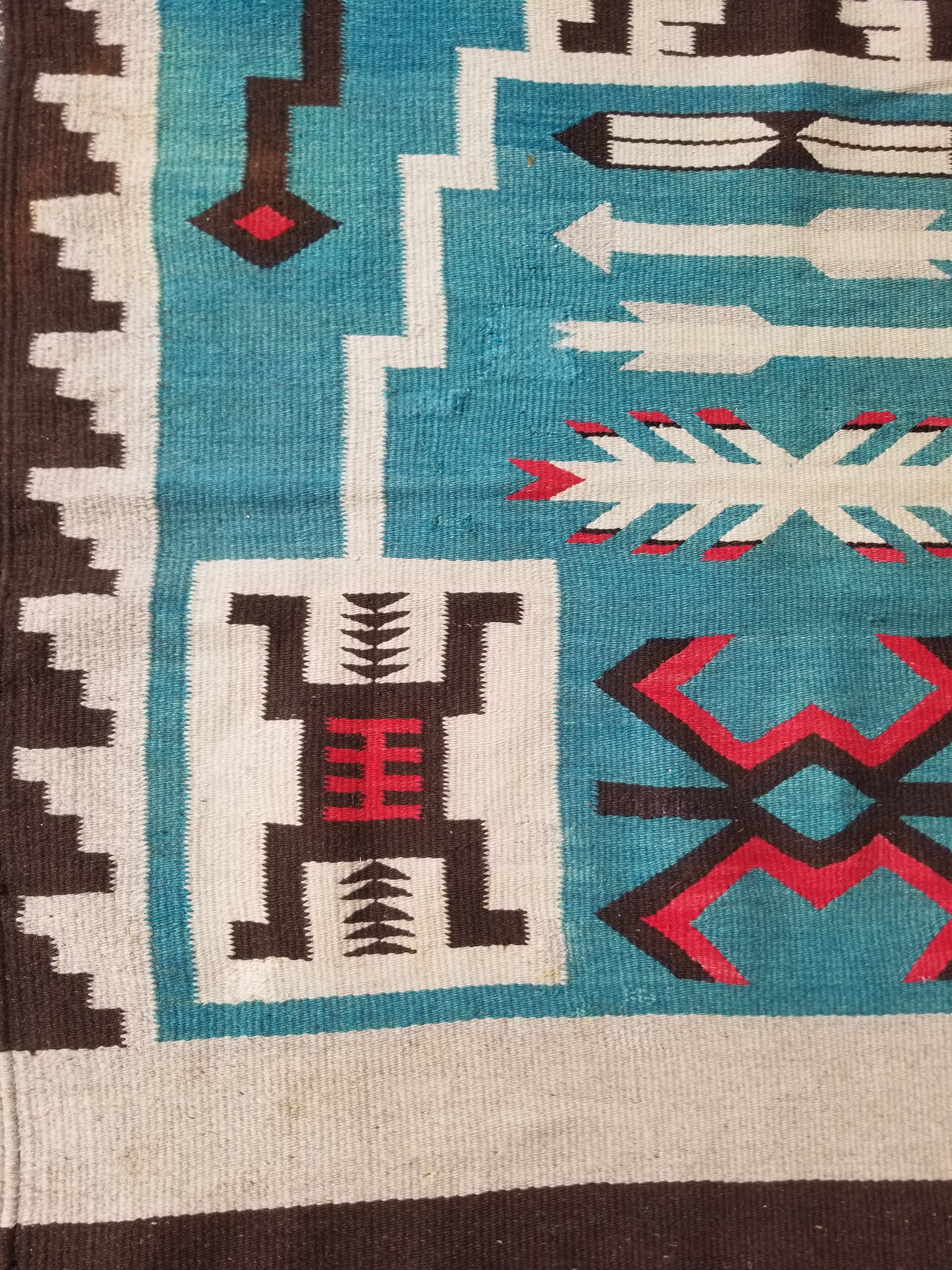 Vintage Handwoven Mexican Chimayo Wool Kilim 197x71cm