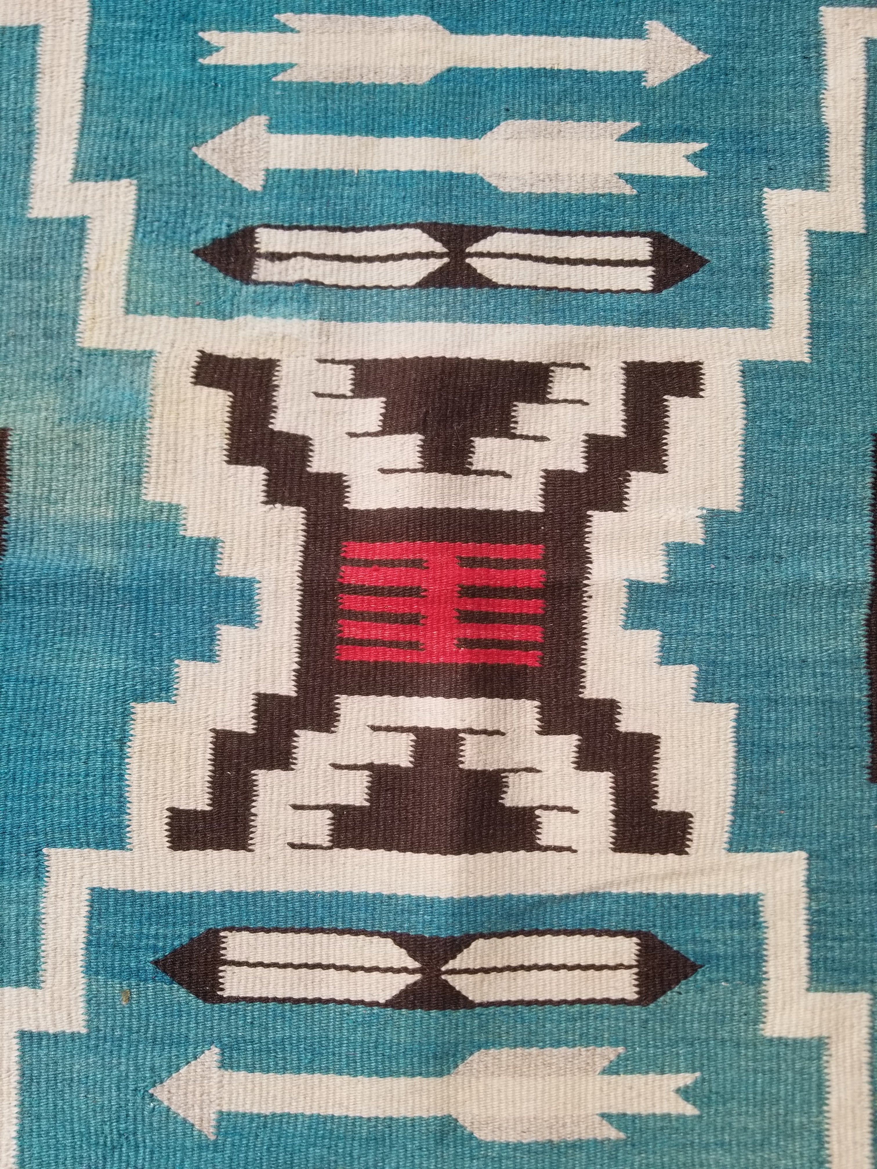 Vintage Handwoven Mexican Chimayo Wool Kilim 197x71cm