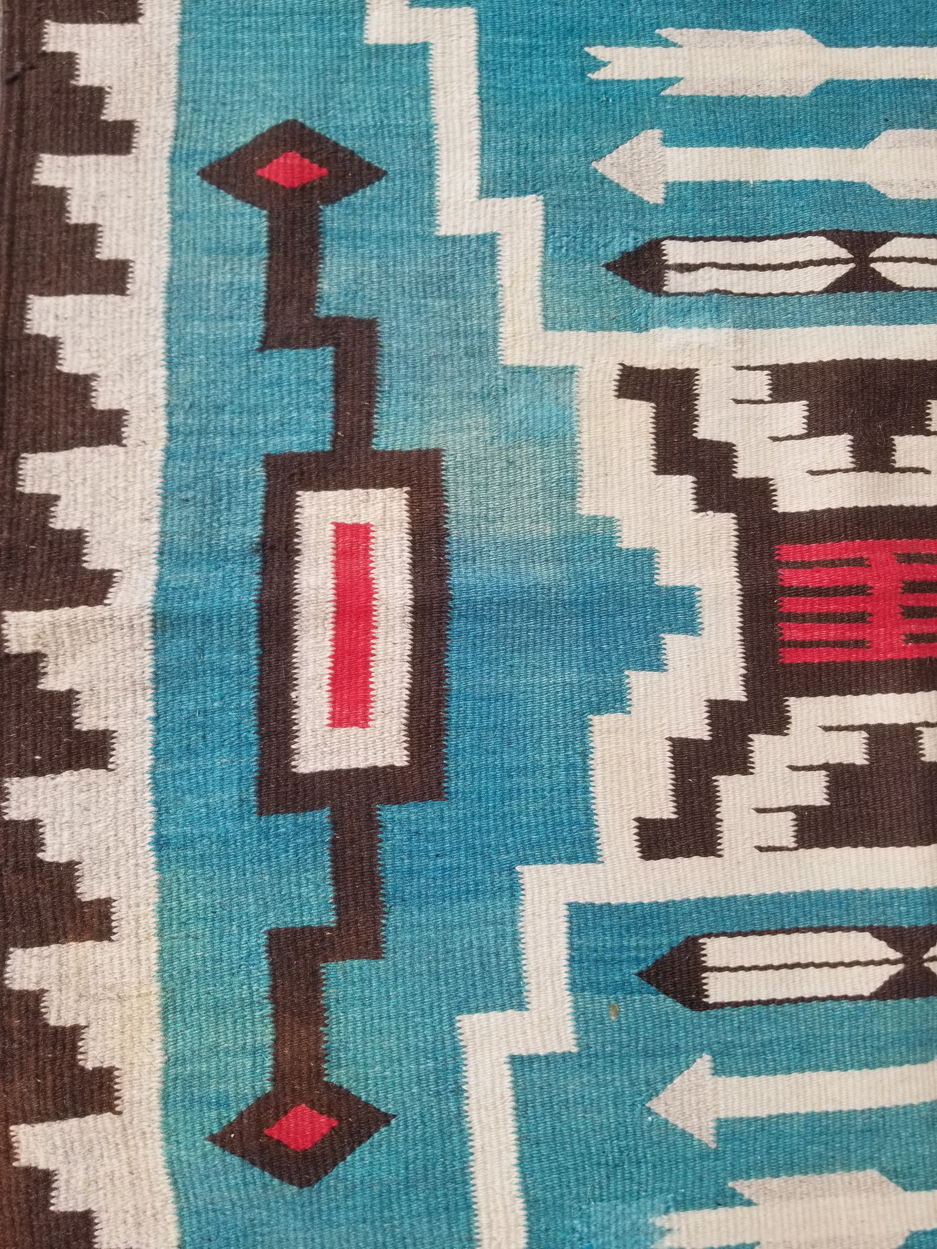 Vintage Handwoven Mexican Chimayo Wool Kilim 197x71cm