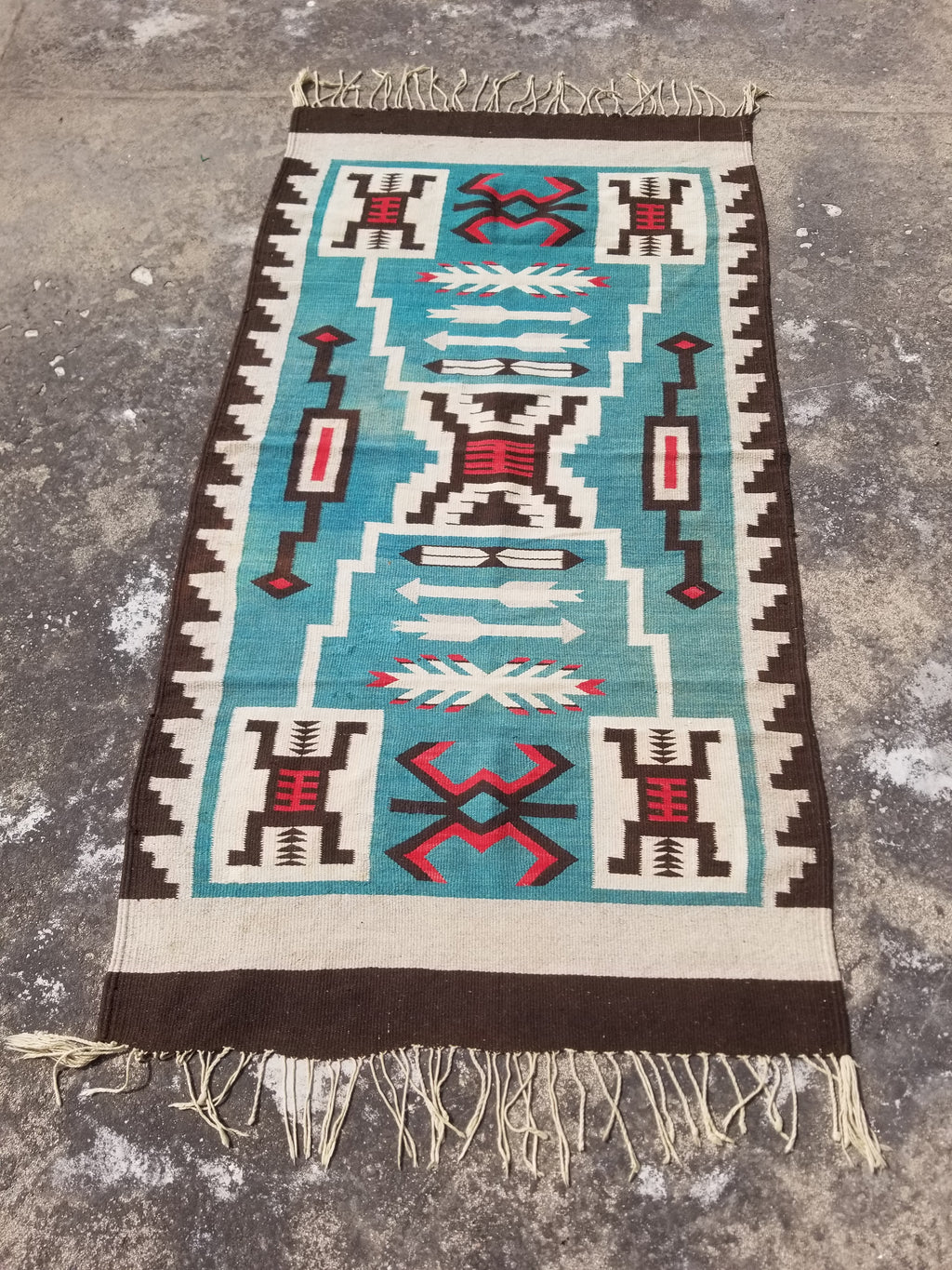 Vintage Handwoven Mexican Chimayo Wool Kilim 197x71cm