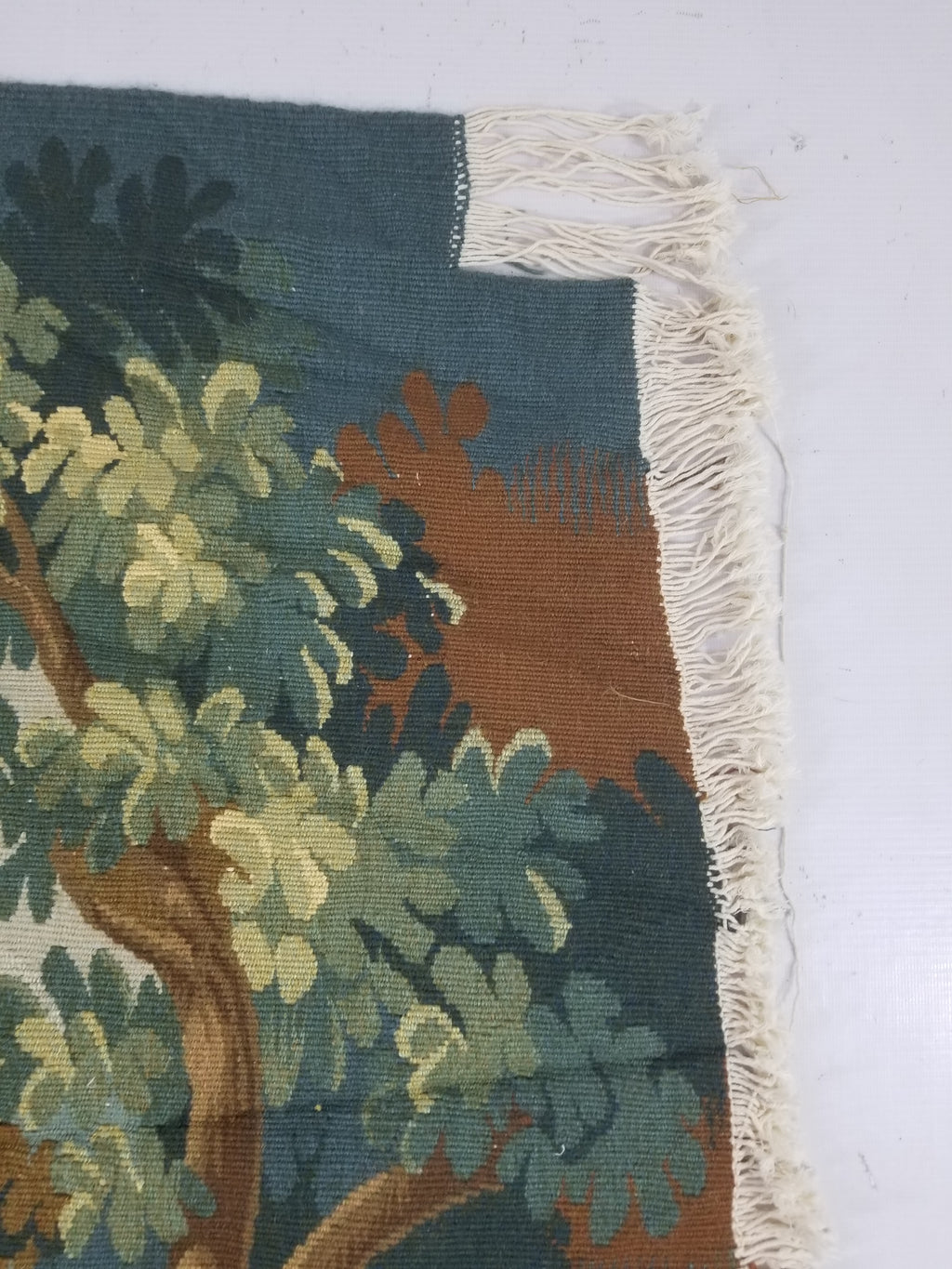 Antique European Aubusson Verdure Woodland Scene Tapestry 78x77cm