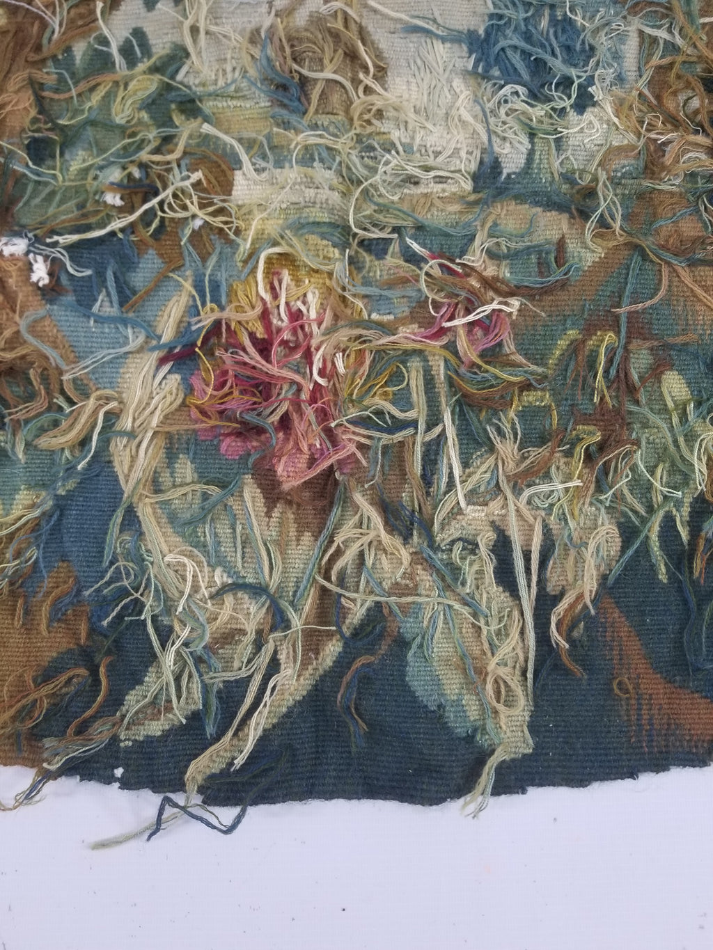 Antique European Aubusson Verdure Woodland Scene Tapestry 78x77cm