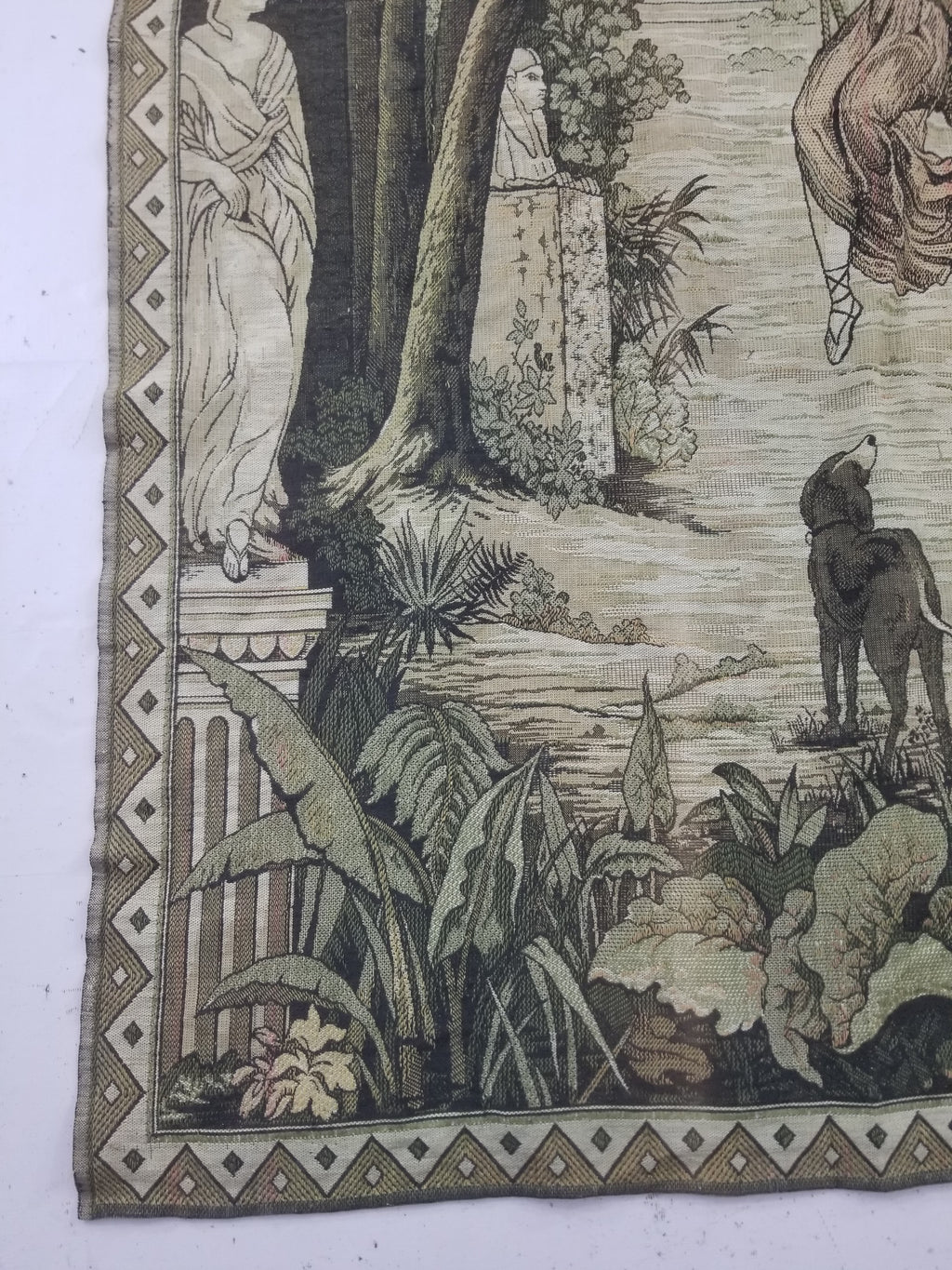 Vintage European Verdure Romantic Garden Scene Woven Tapestry 282x120cm