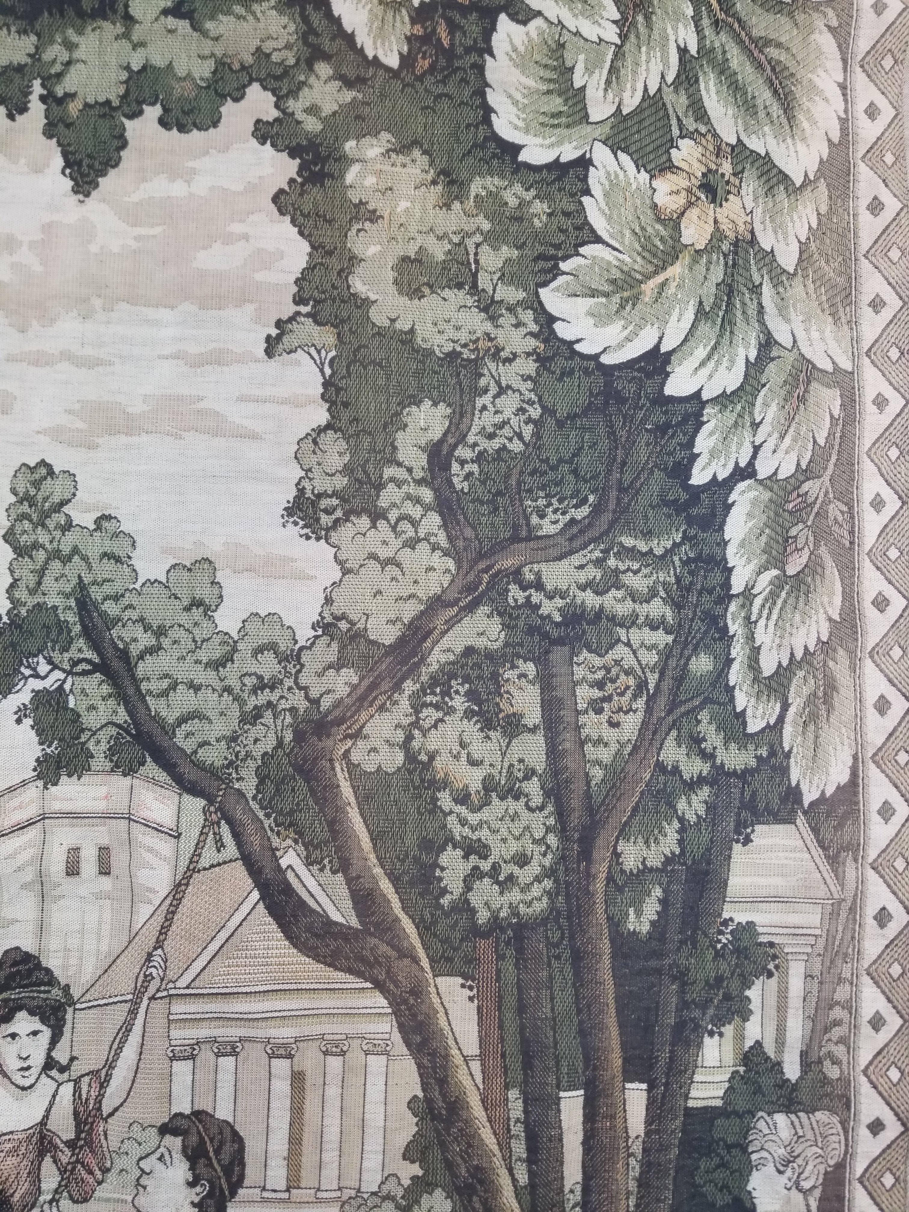 Vintage European Verdure Romantic Garden Scene Woven Tapestry 282x120cm