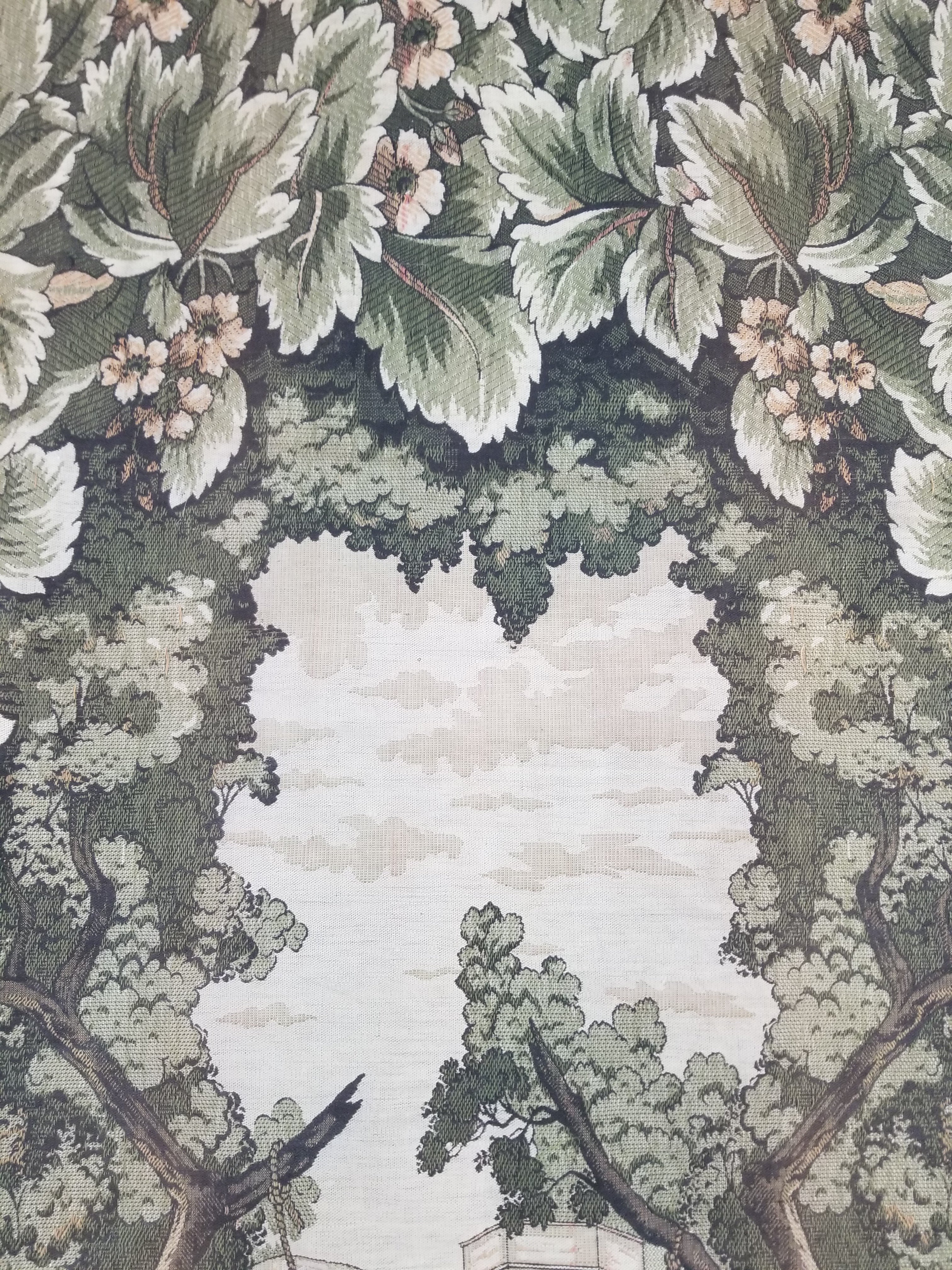 Vintage European Verdure Romantic Garden Scene Woven Tapestry 282x120cm