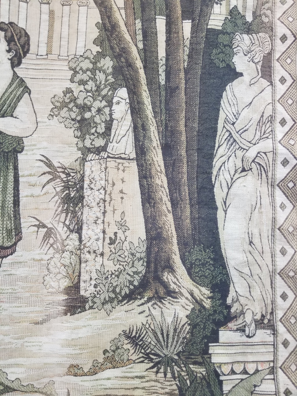 Vintage European Verdure Romantic Garden Scene Woven Tapestry 282x120cm