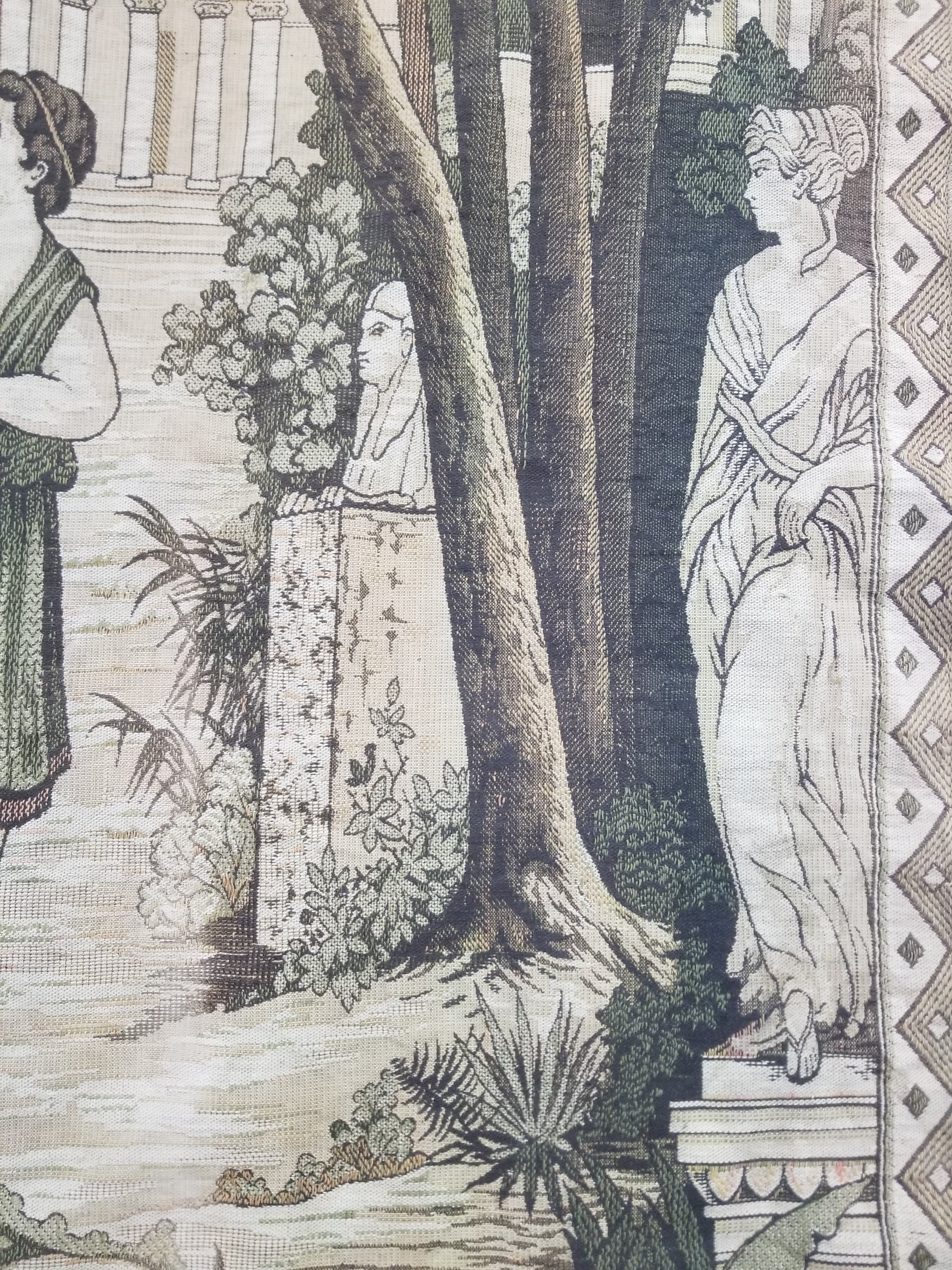 Vintage European Verdure Romantic Garden Scene Woven Tapestry 282x120cm